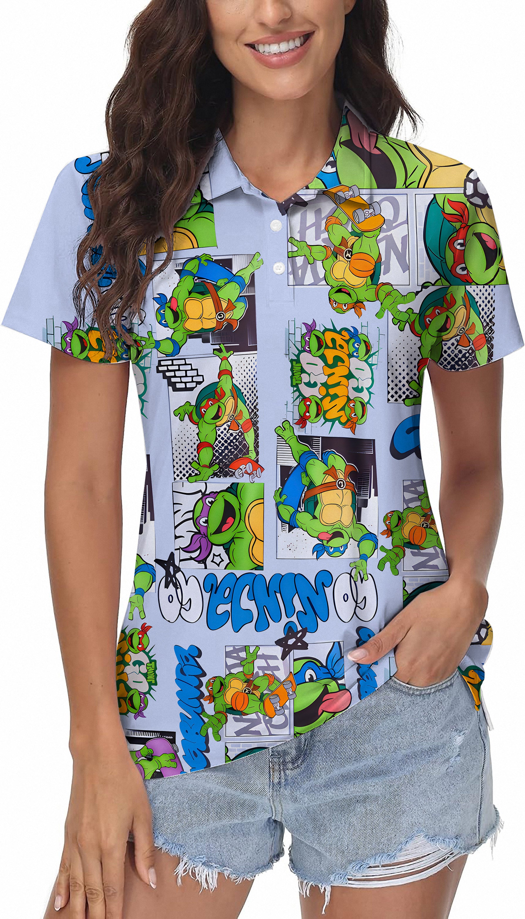 TMNT - Comic Strip Women's Golf Polo