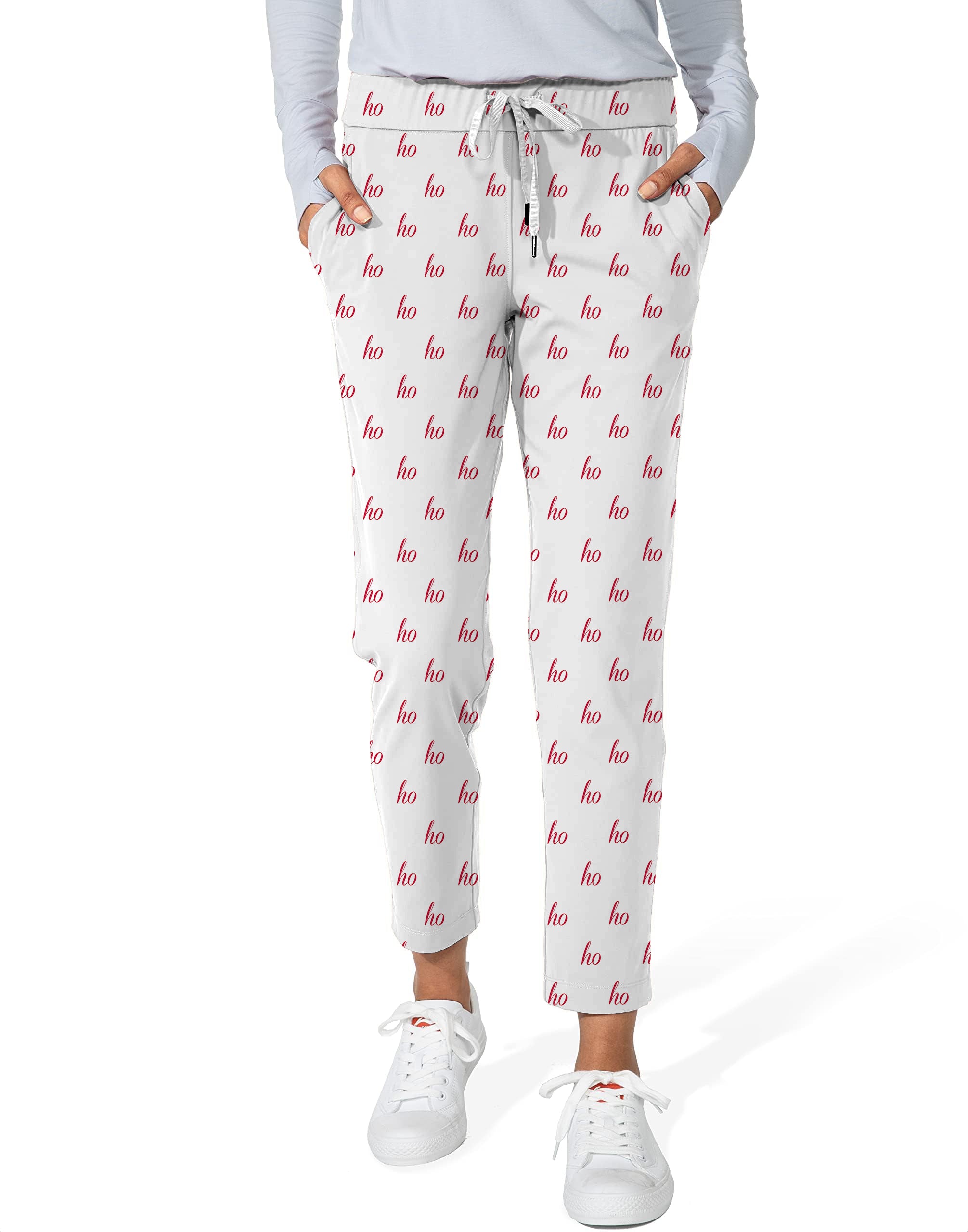 White Custom Name Christmas Women's 7/8 Stretch Ankle Golf Pants