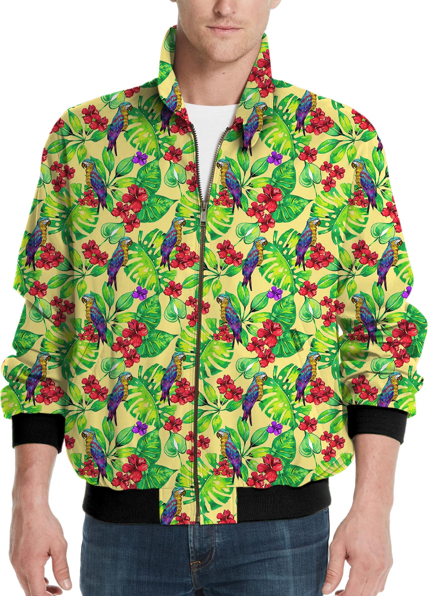 Toucan tropical flowers-Men's Golf Windbreaker Light Jacket