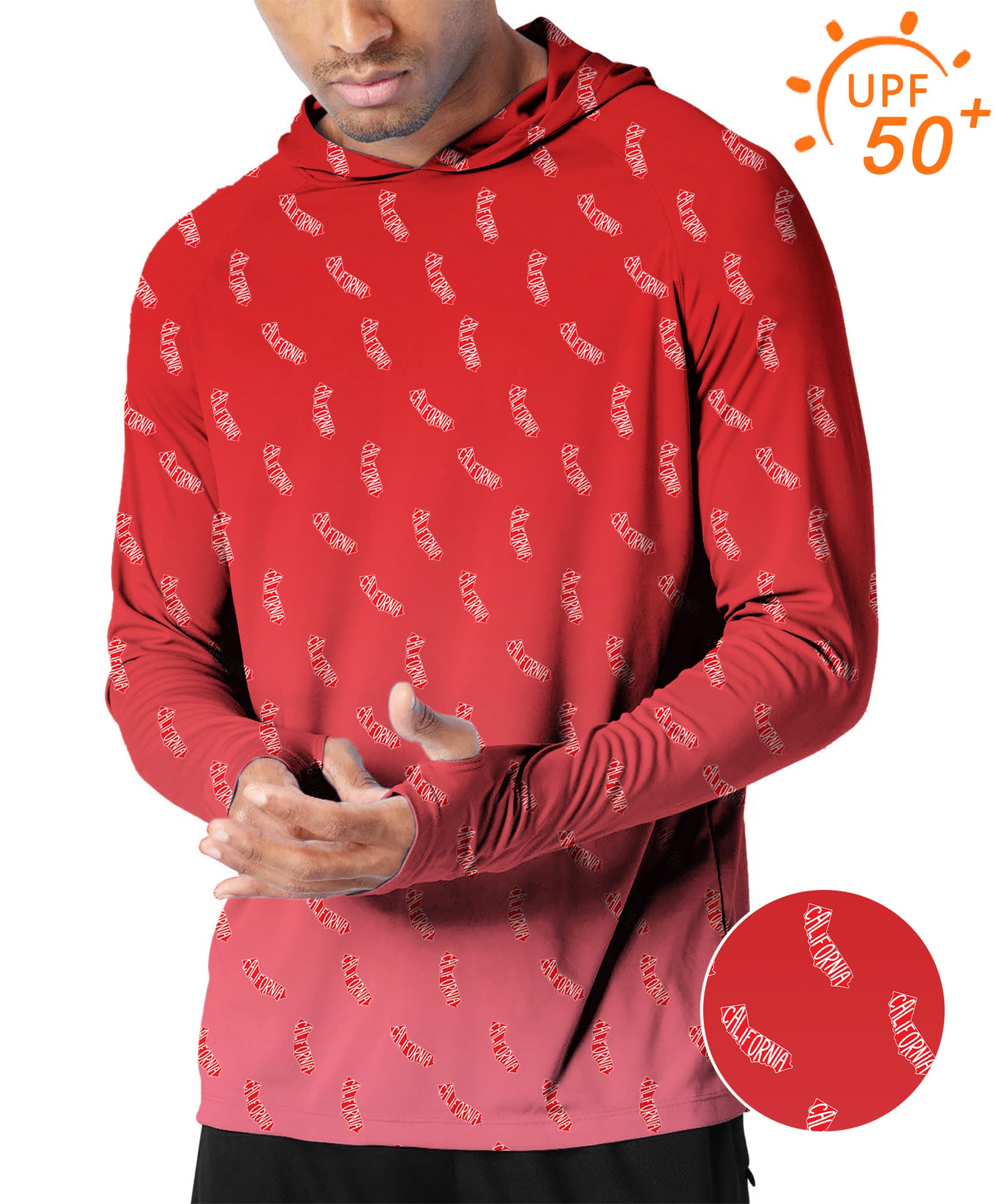 Men's Outdoor Red California Golf Sun Protection Loose Fit  hoodies