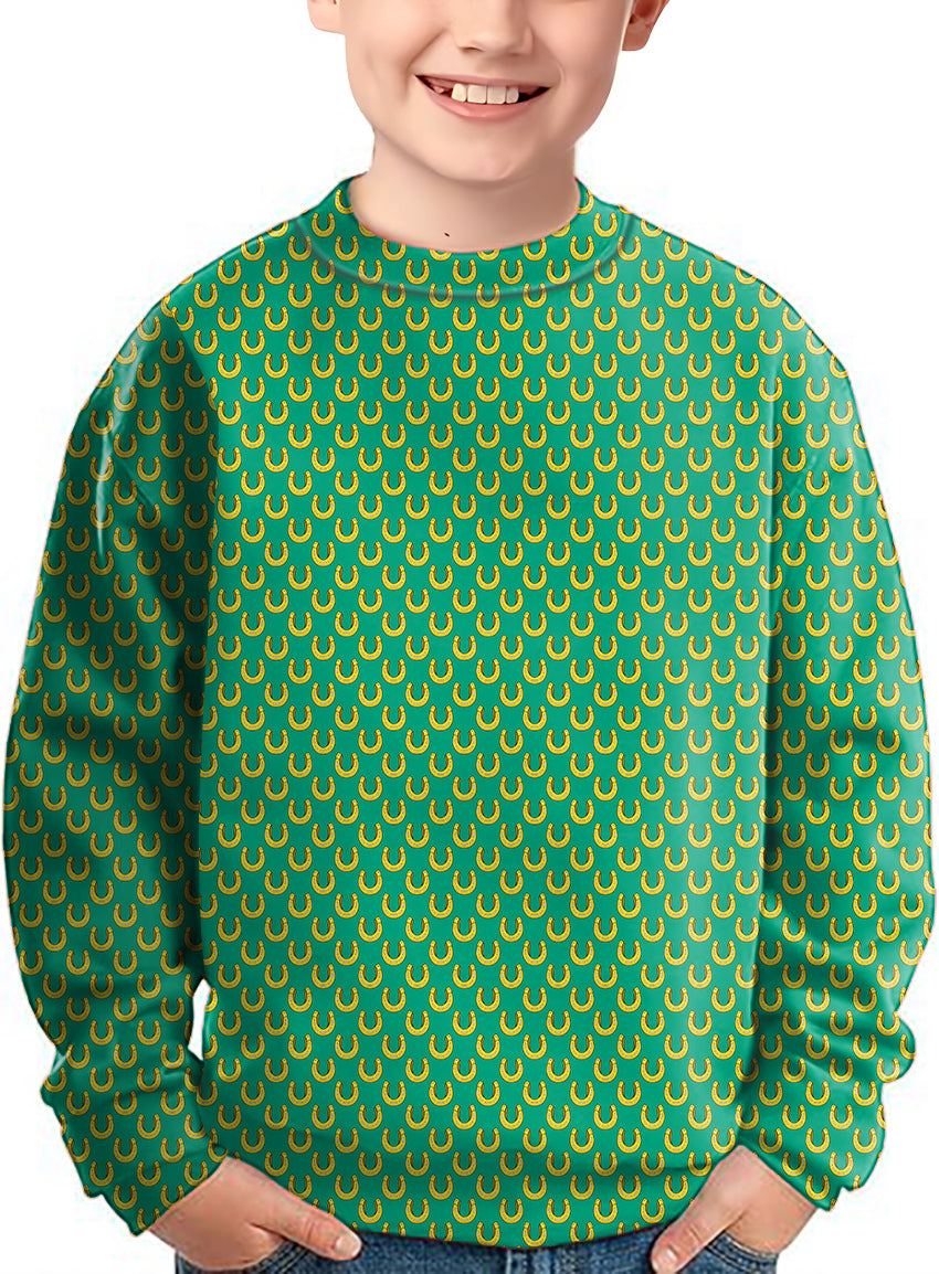 horseshoe Crewneck Pullover Kids Ugly Sweater