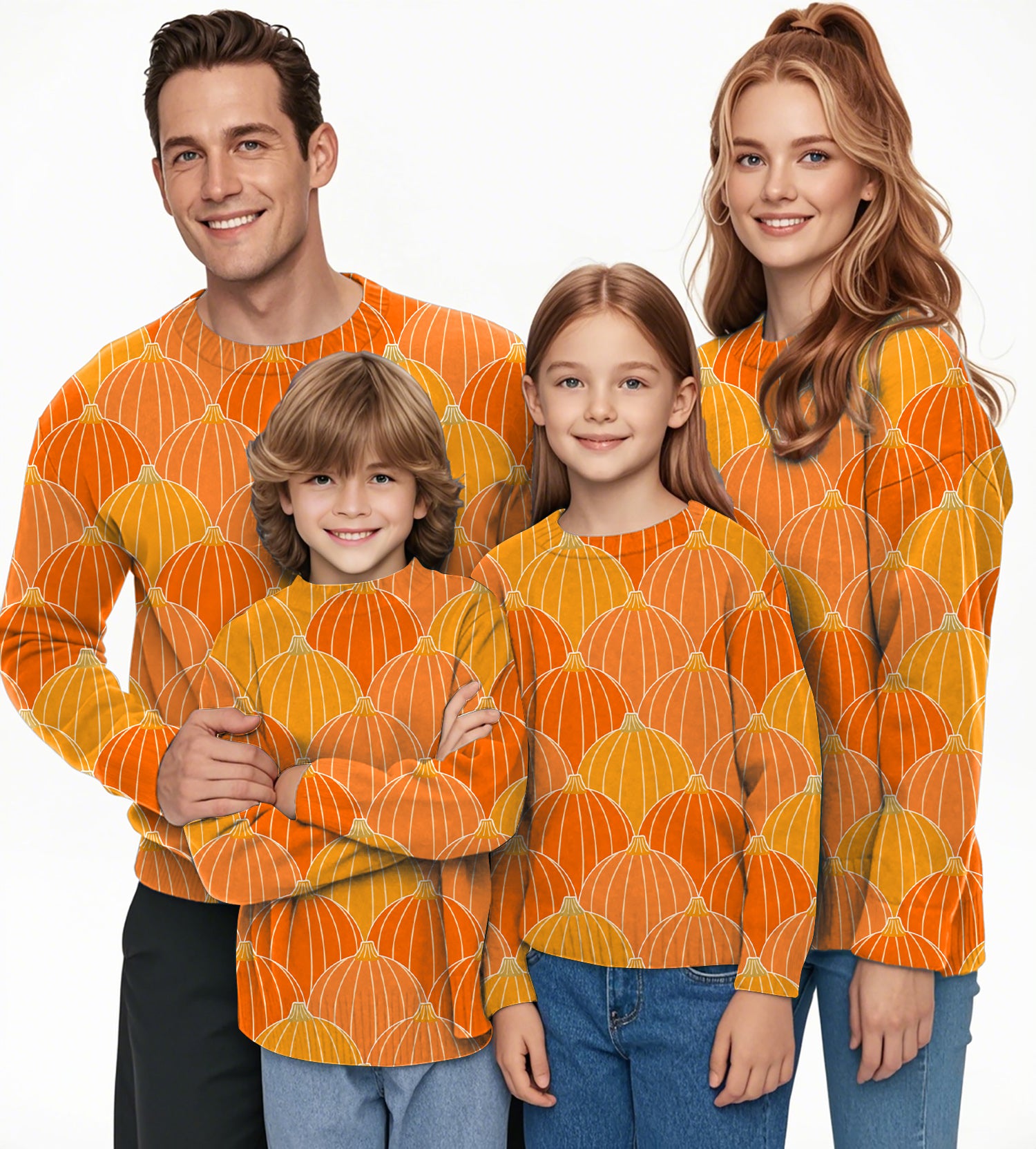 Halloween Thanksgiving Pumpkin Bones Crewneck Pullover Ugly Sweater Men Women boy girl family