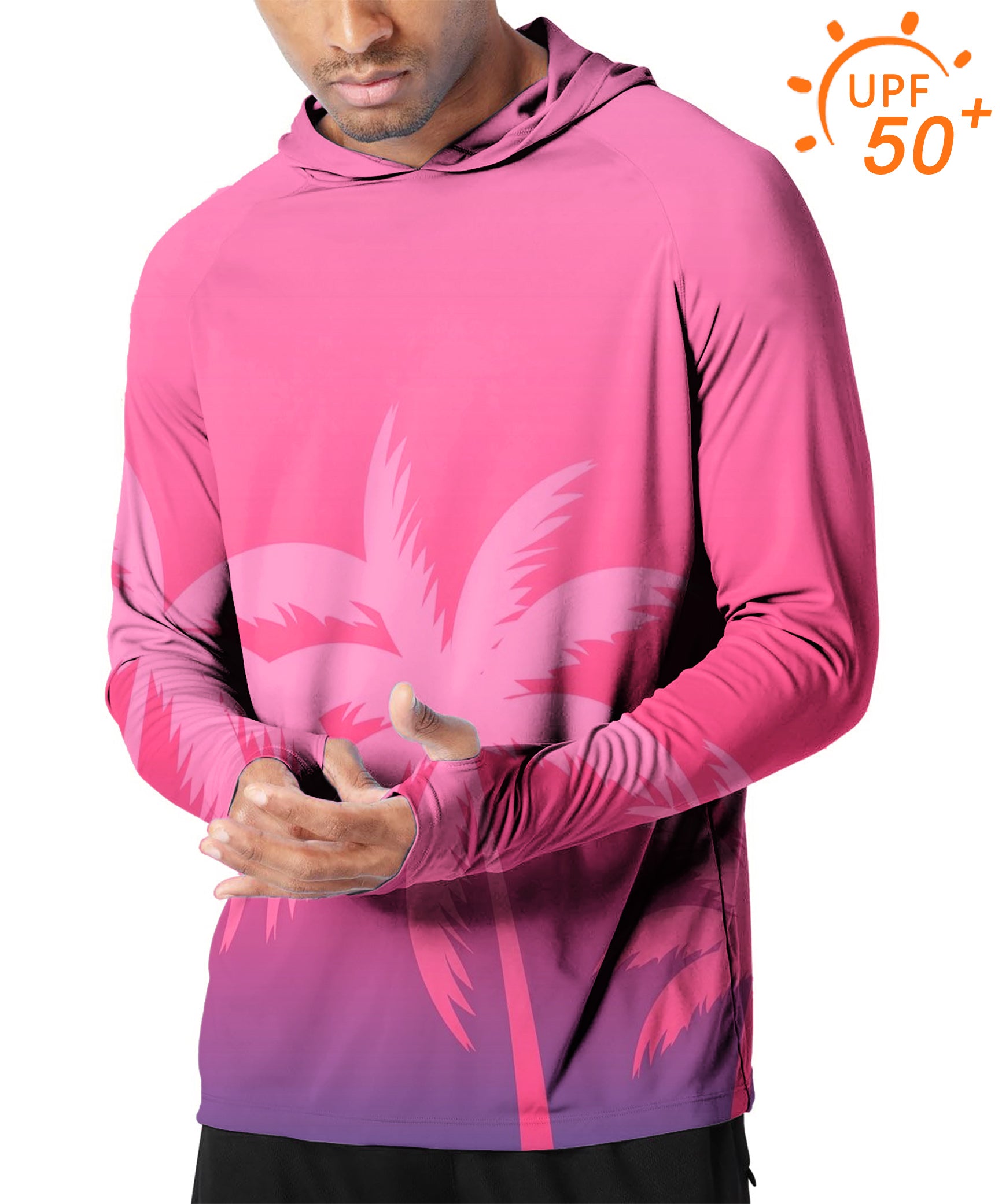 Men's Outdoor Golf Sun Protection Slim Fit  hoodies pink palm