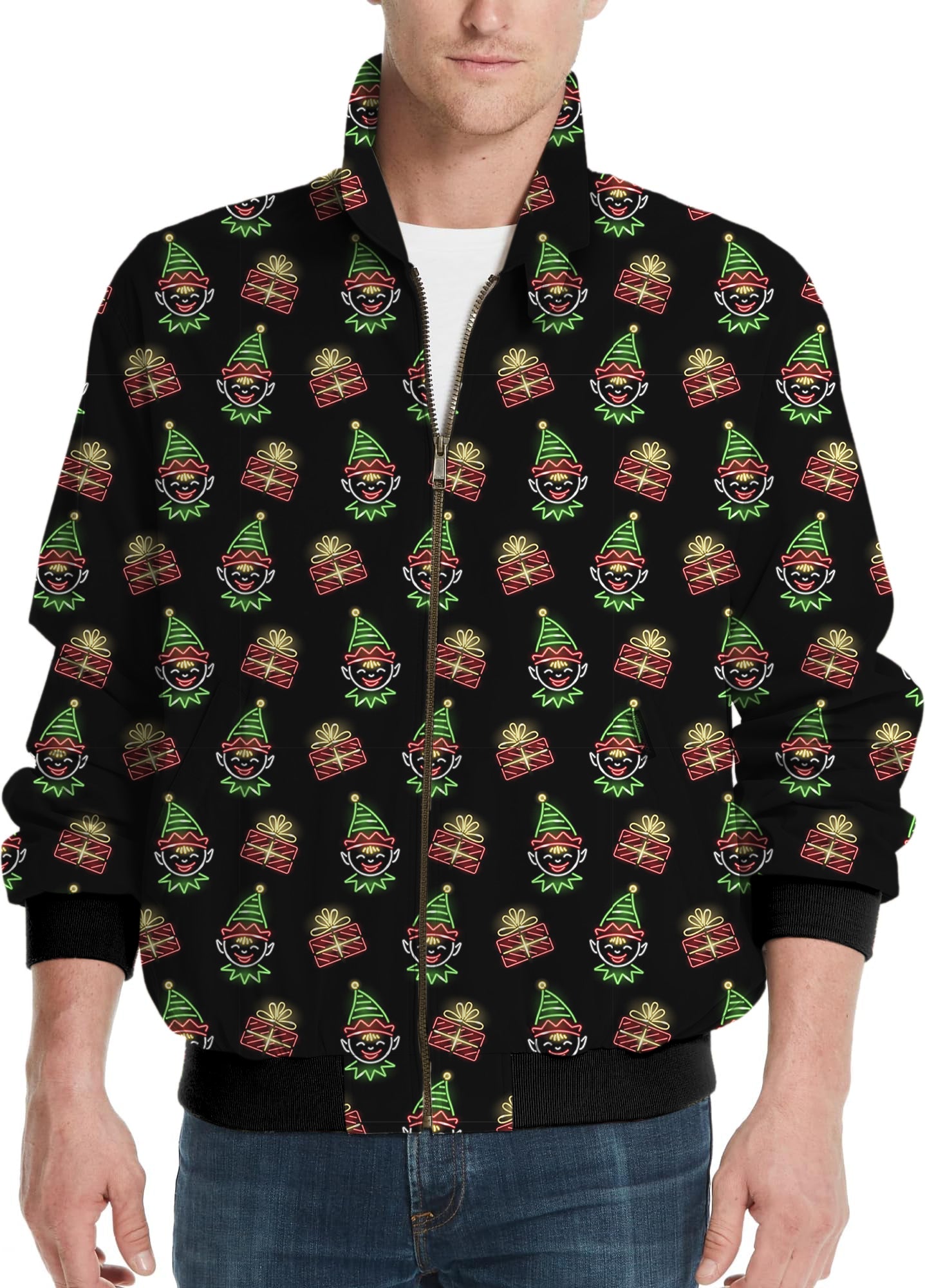 Christmas Neon Elves-Men's Golf Windbreaker Light Jacket