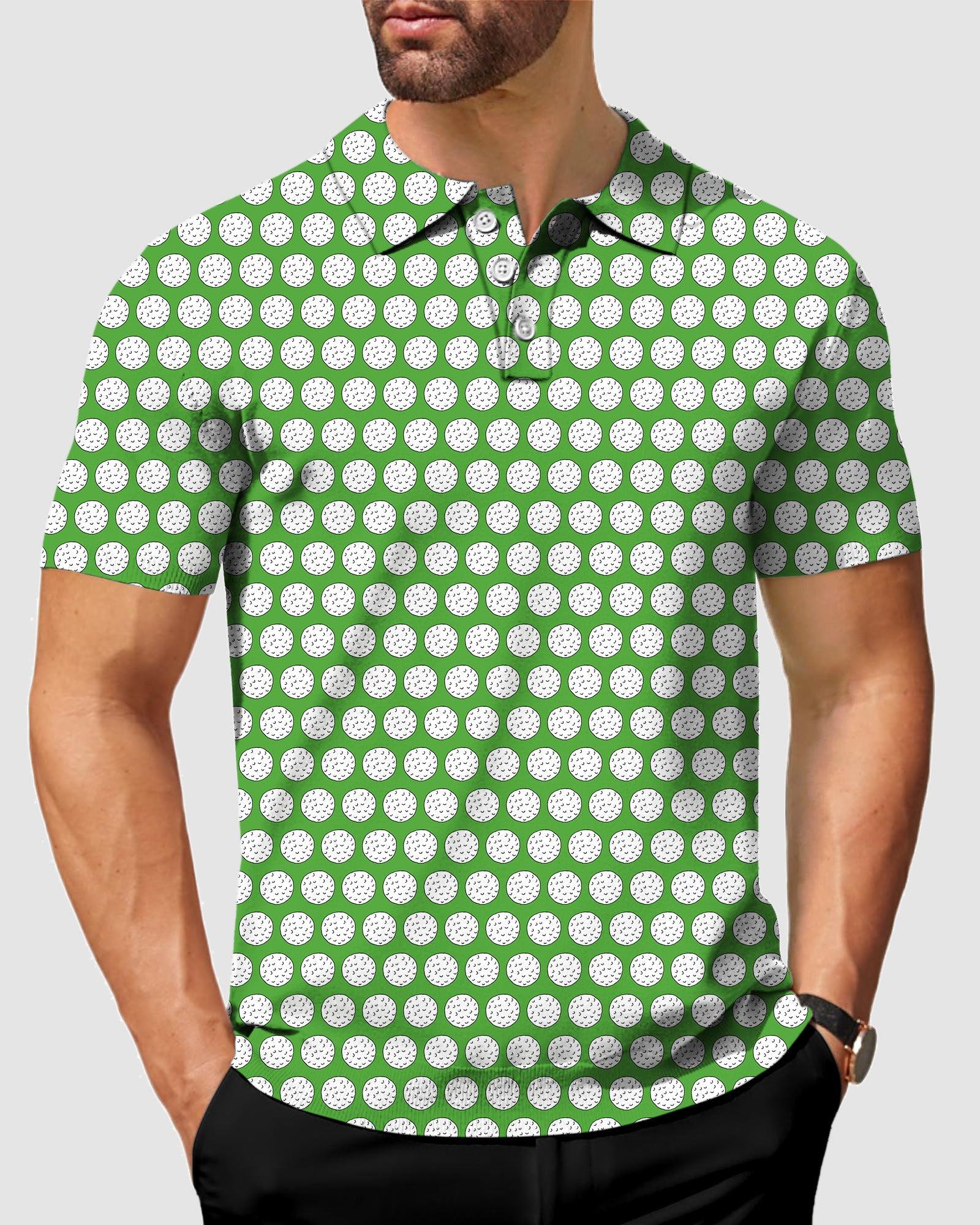 Men's green ball golf polo