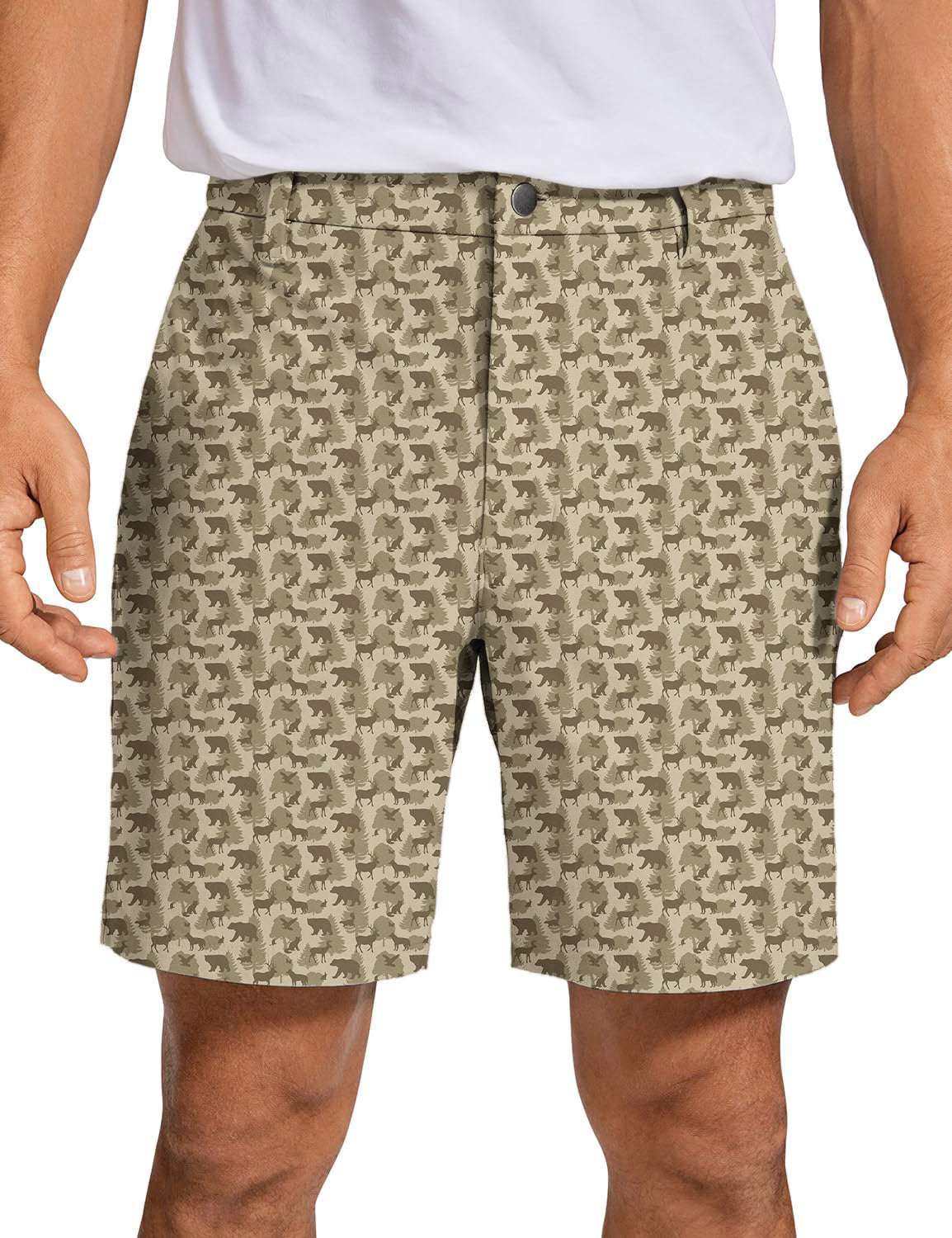 Men Forest animal bear deer Golf Shorts