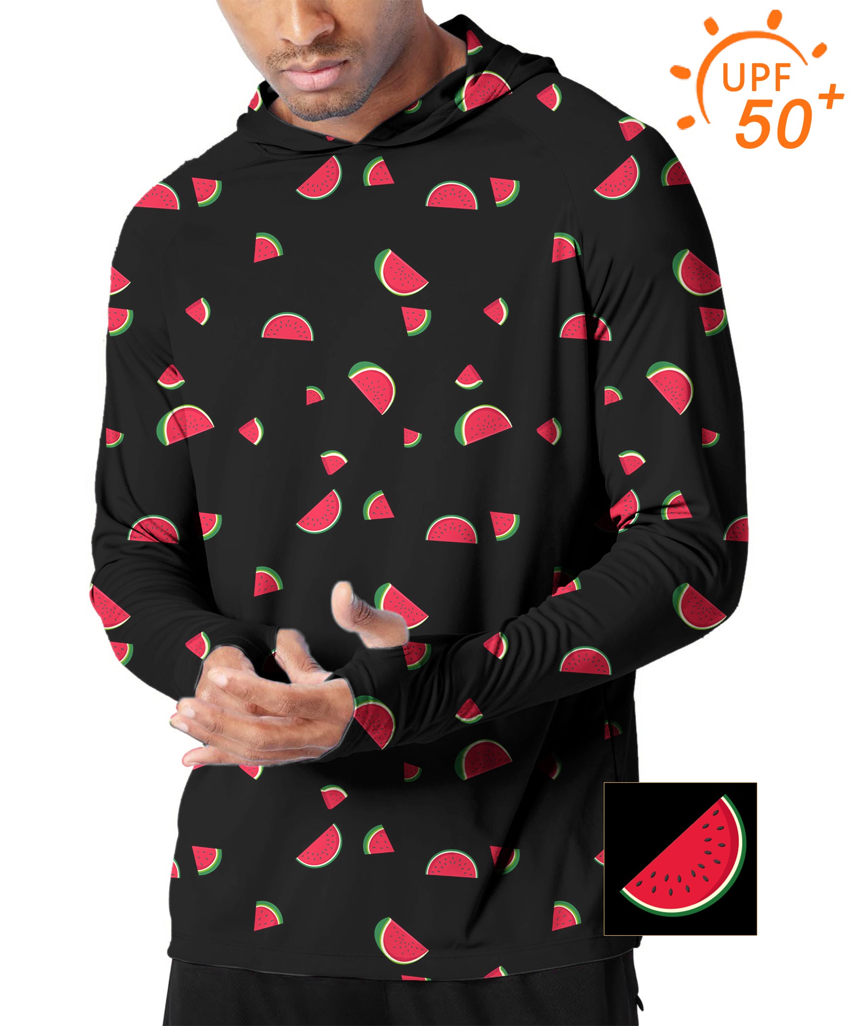 Men's Outdoor YWatermelon Custom The Background Color Golf Sun Protection Slim Fit  hoodies