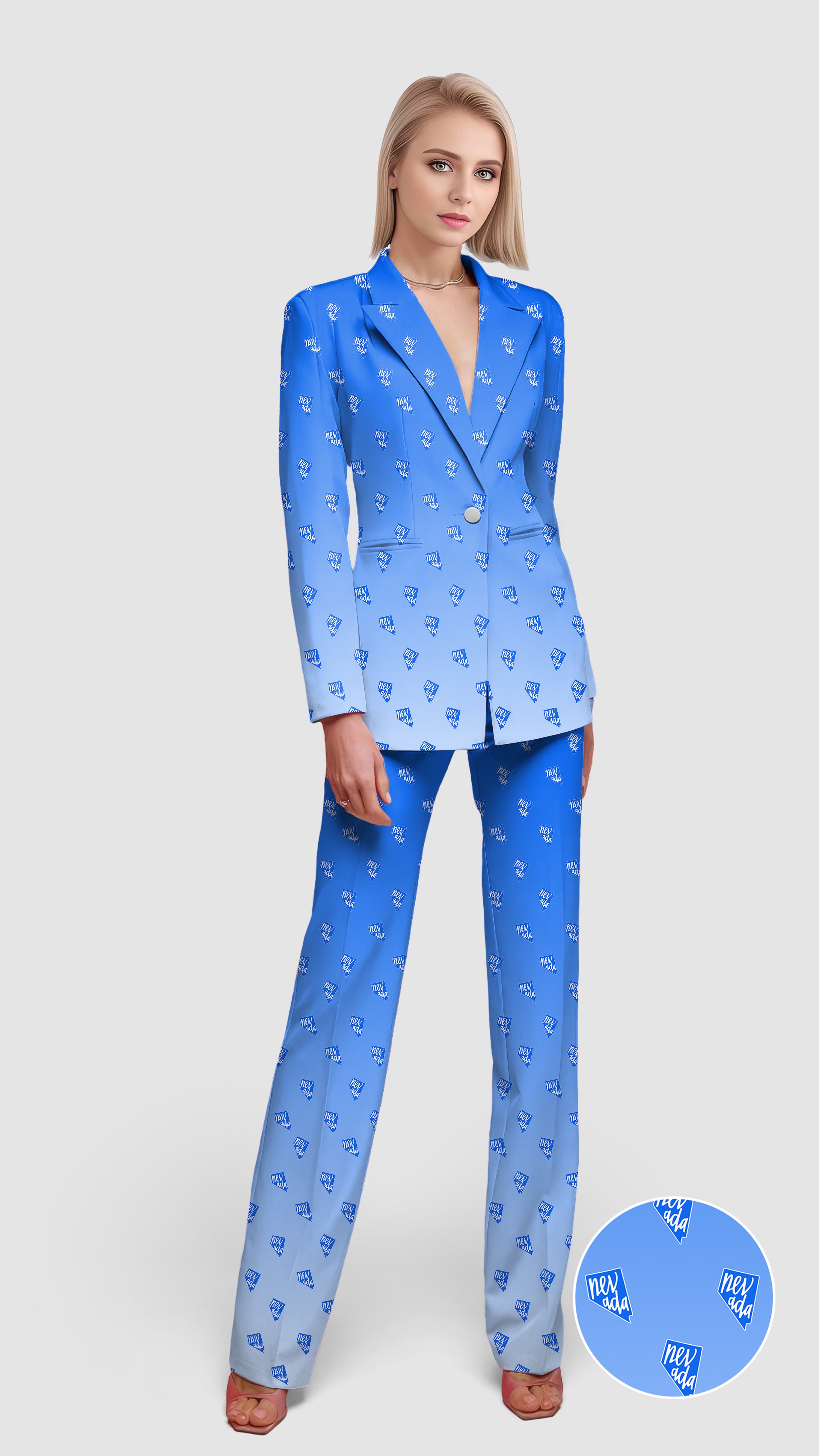 Blue Nevada Women's Blazer Casual Work Office Blazer Suit set