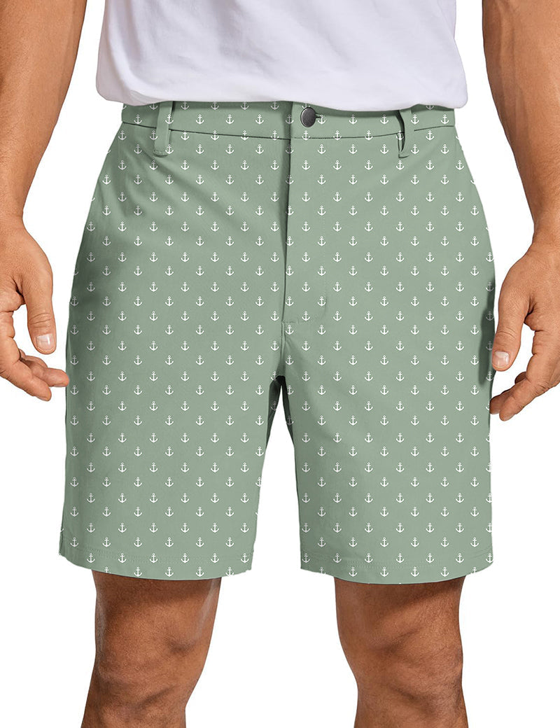 Men's light green anchor golf shorts with quick-dry, breathable fabric and stretch fit
