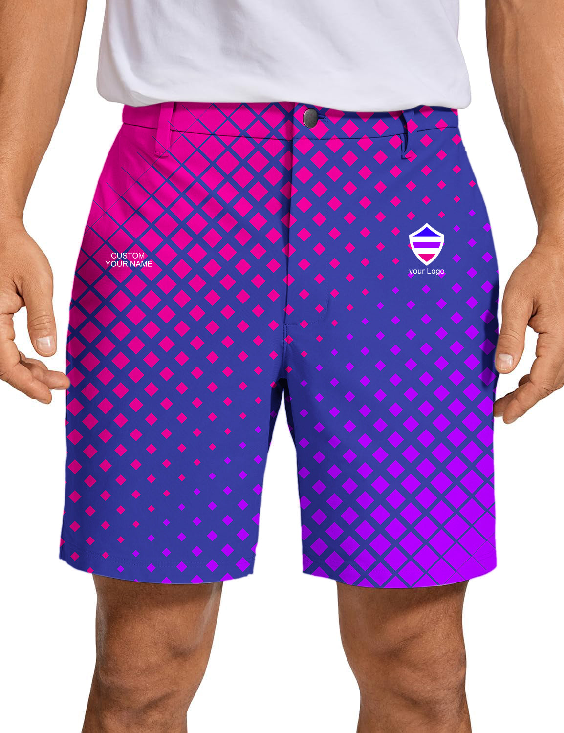 Men blue purple pink sport Team Golf Shorts