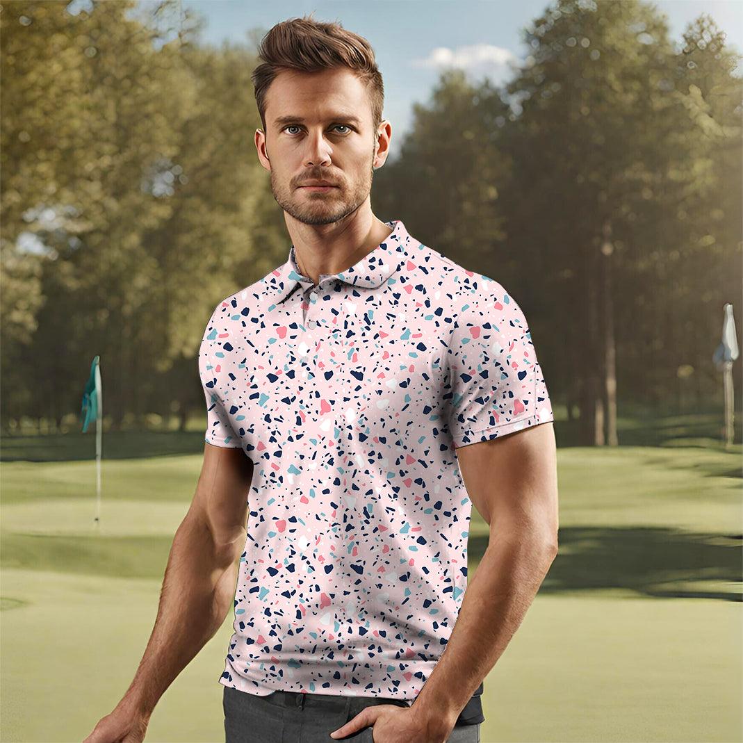 Men's Pink Paint Splatter golf polo