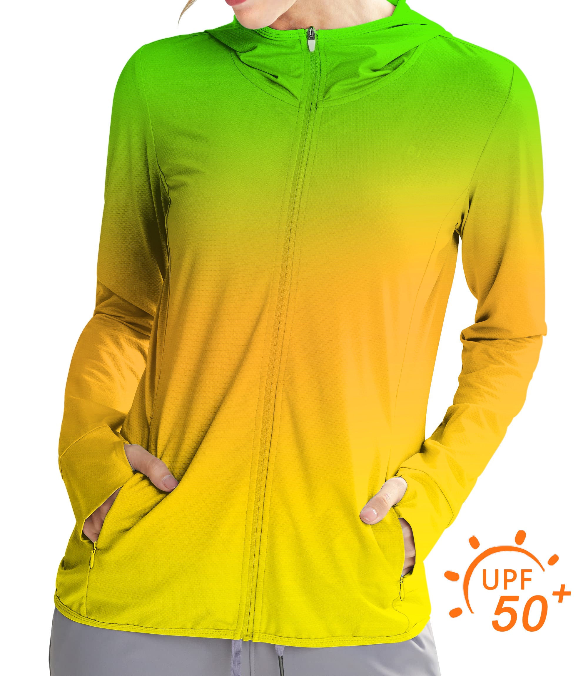 Women's Outdoor Neon Gradients Golf Sun Protection Slim Fit zip hoodies