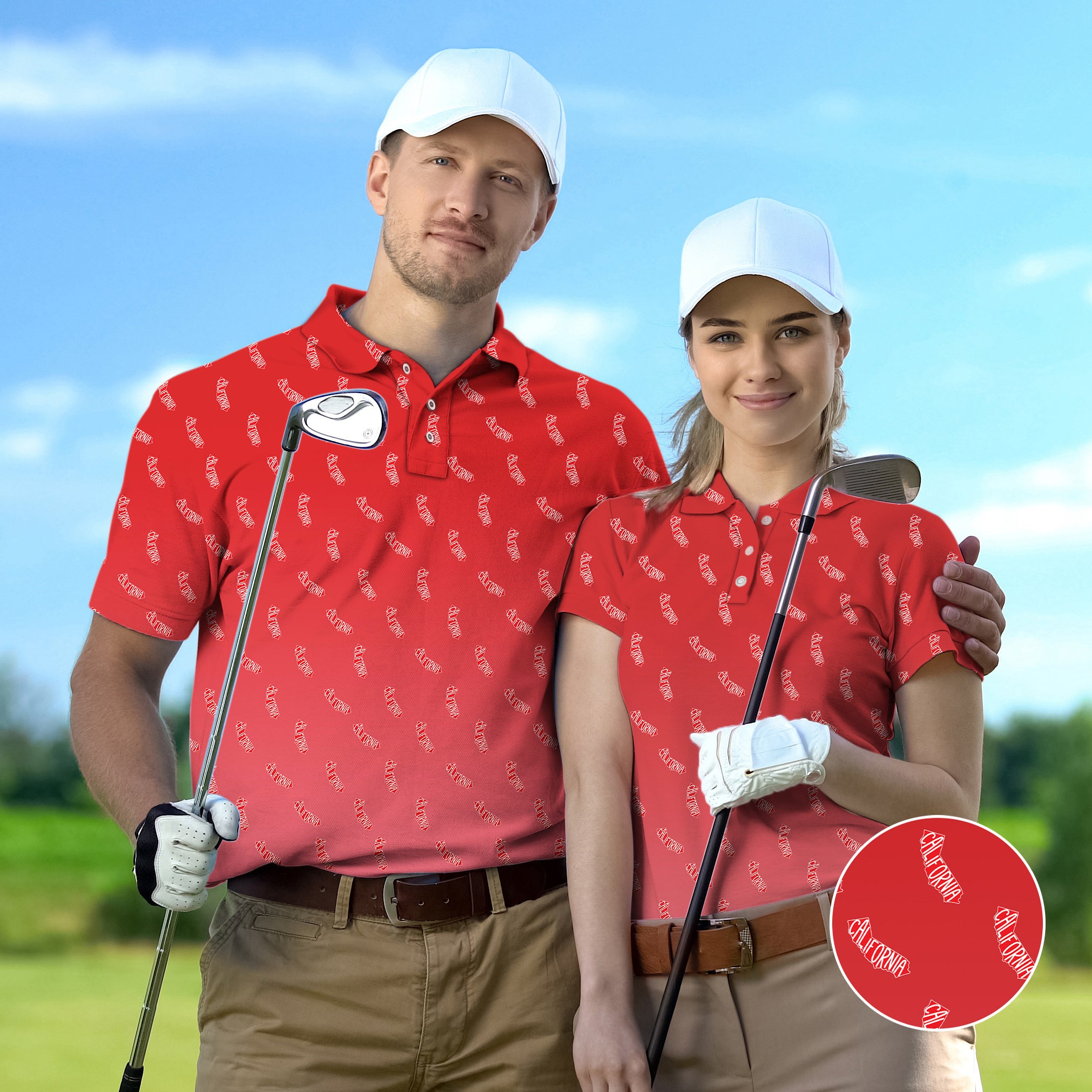 Couple Red California set Golf Championship Trophy tournament