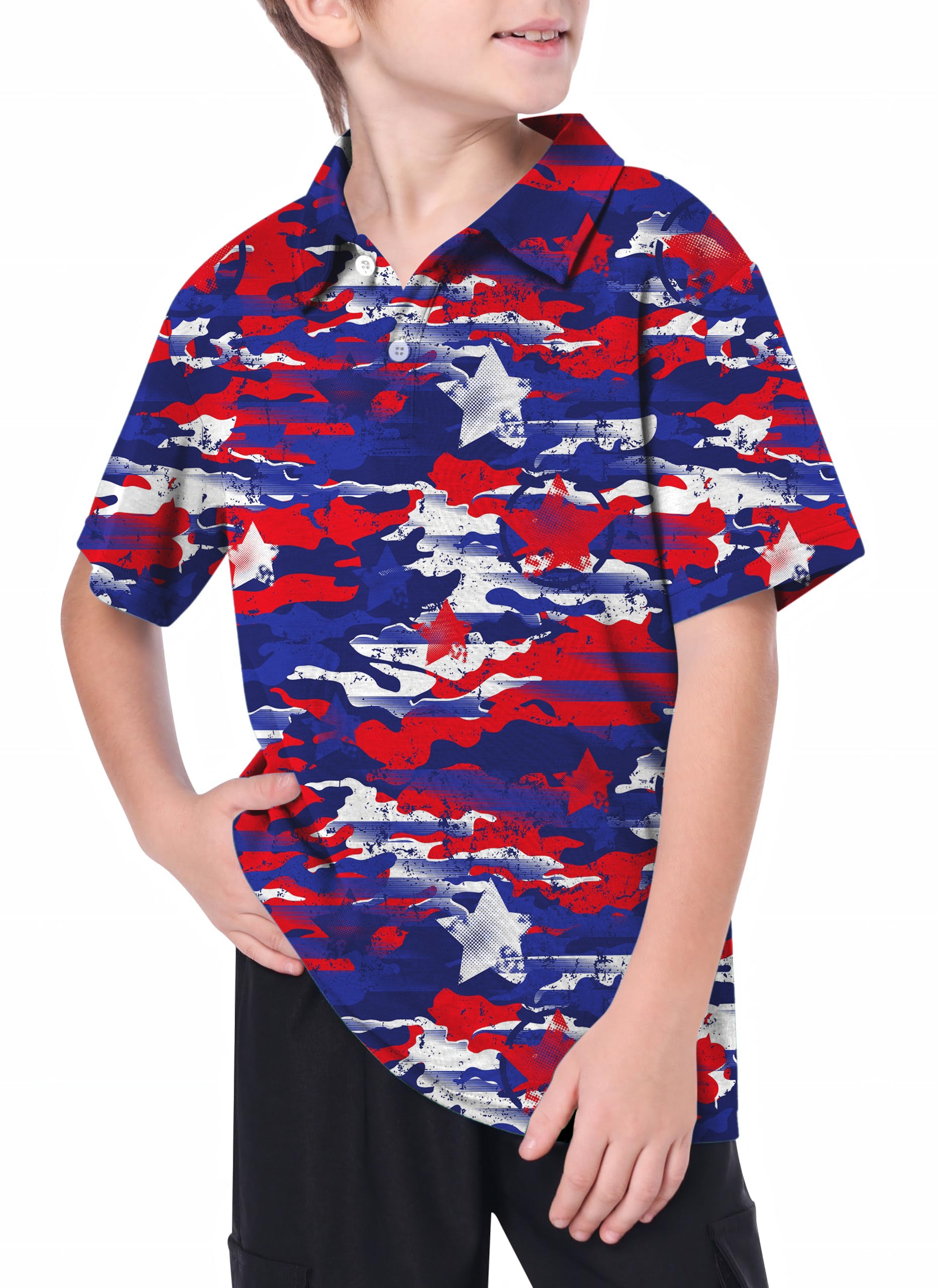 Youth USA camo Golf Polo