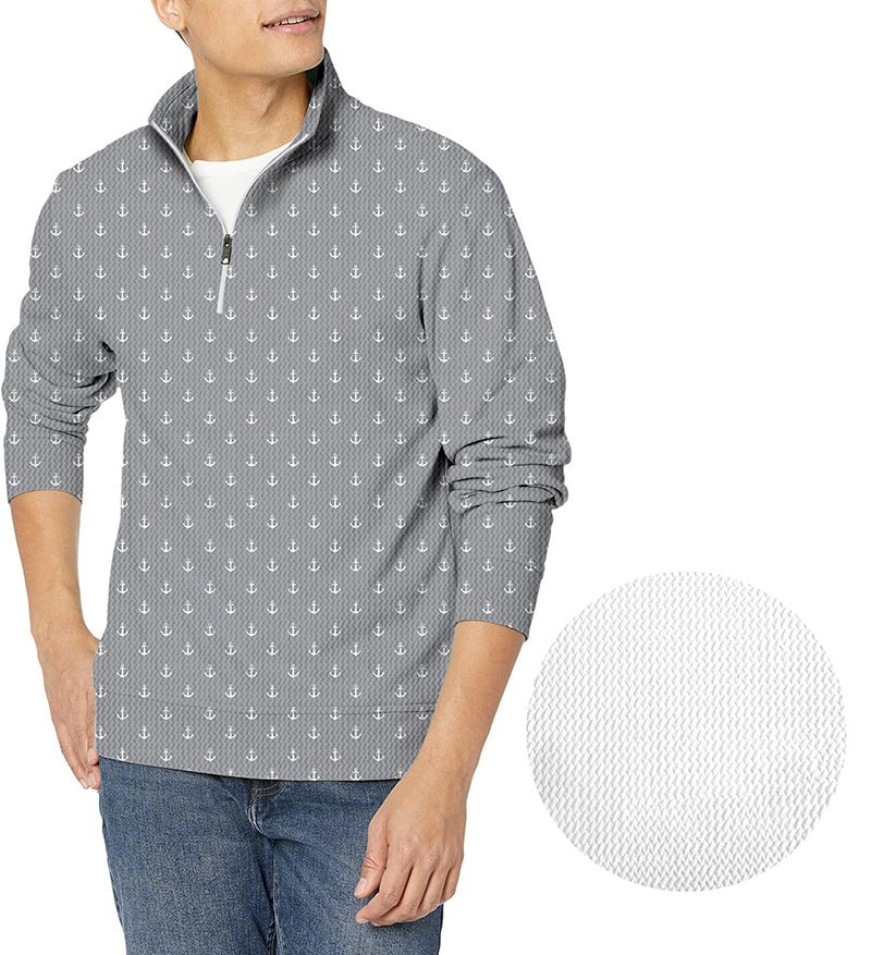 Light gray anchor men's golf waffle zipper pullover with custom team uniform options