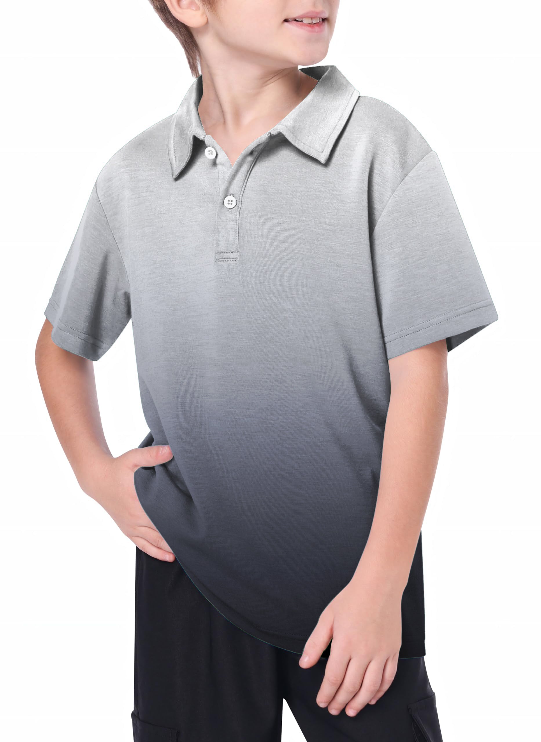 Youth Black And White Gradient Golf Polo