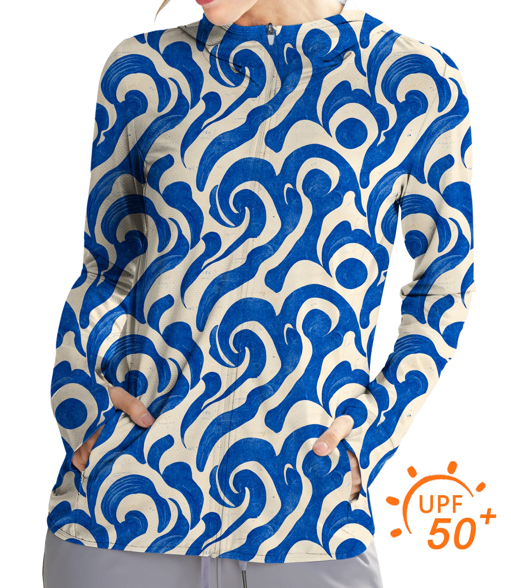 Women's Outdoor Blue Harmony Golf Sun Protection Slim Fit zip hoodies