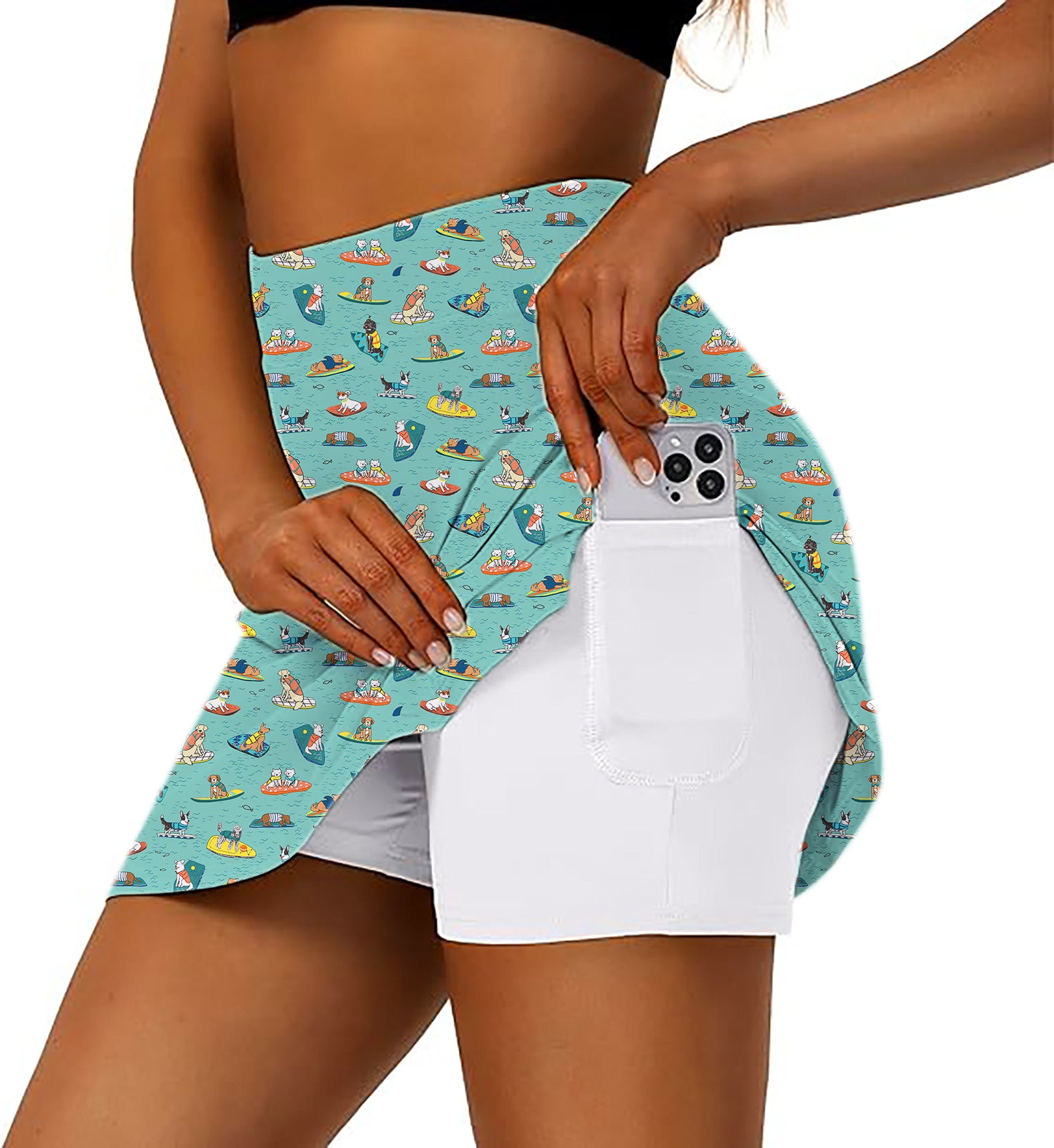 Women's Dog Skateboarding Golf Skirts Inner Shorts Pocket