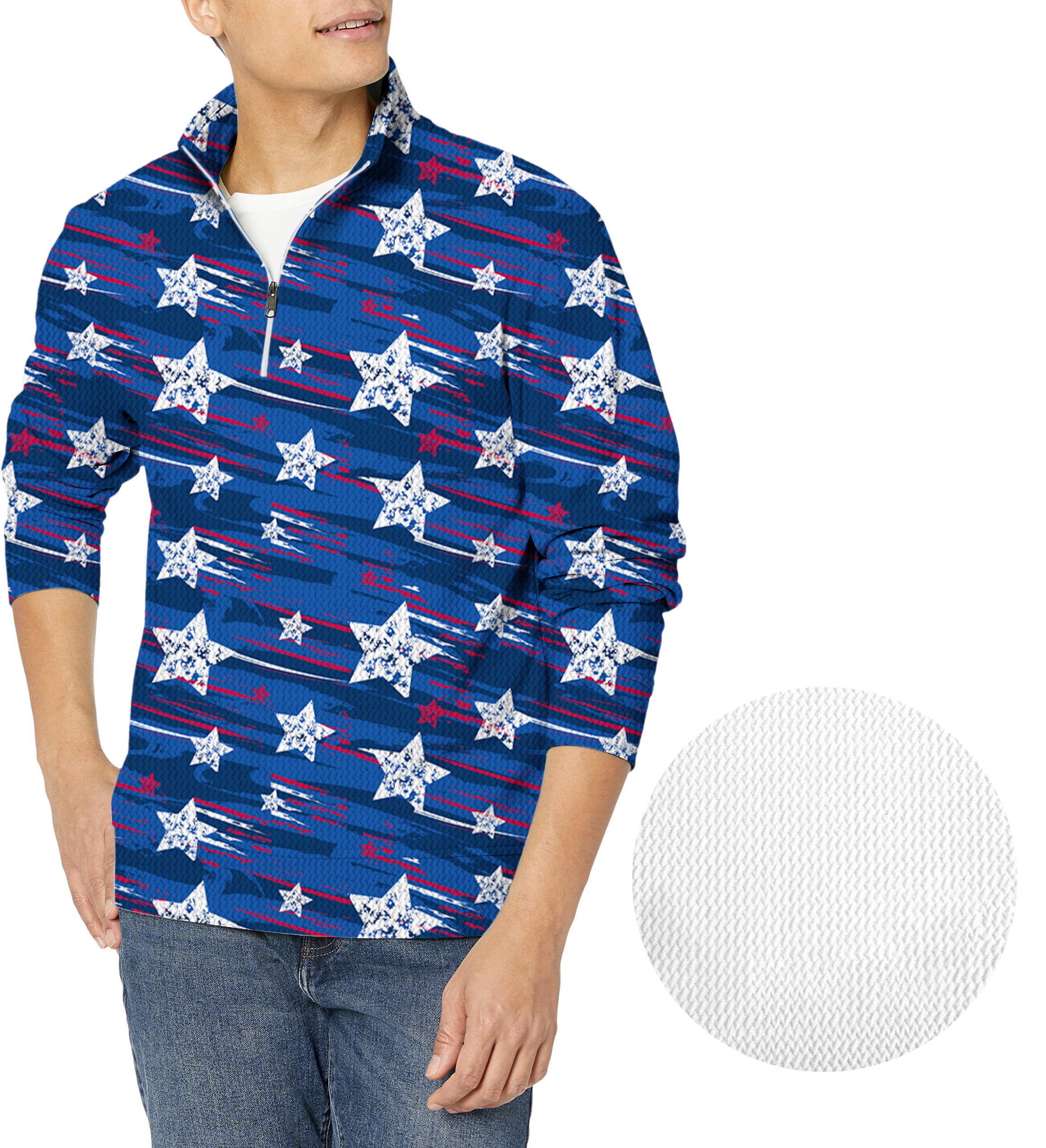 American Star-Men's Golf Waffle Zipper Pullover