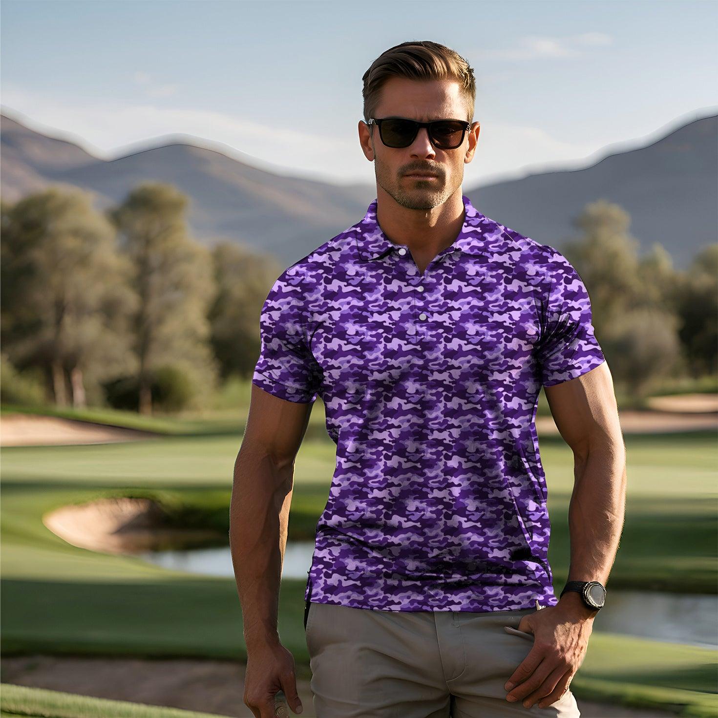 Men's Purple Camo golf polo