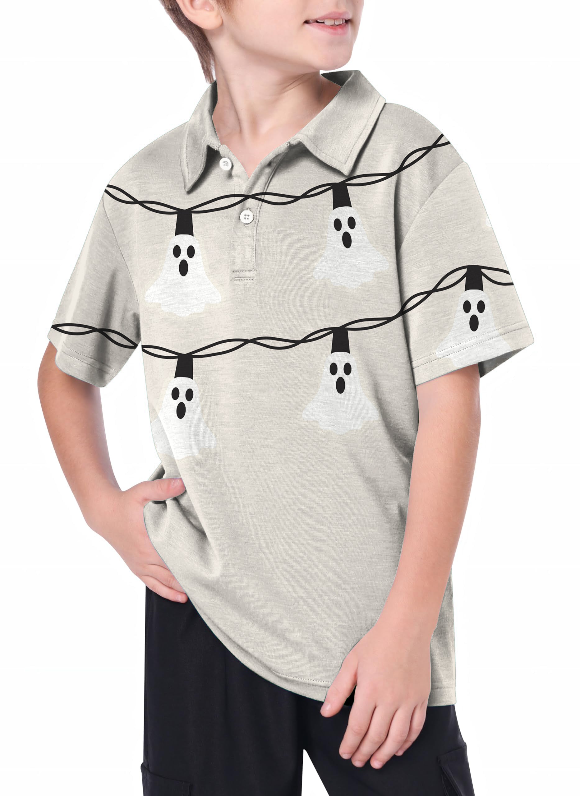 Youth Halloween Ghost Light Golf Polo