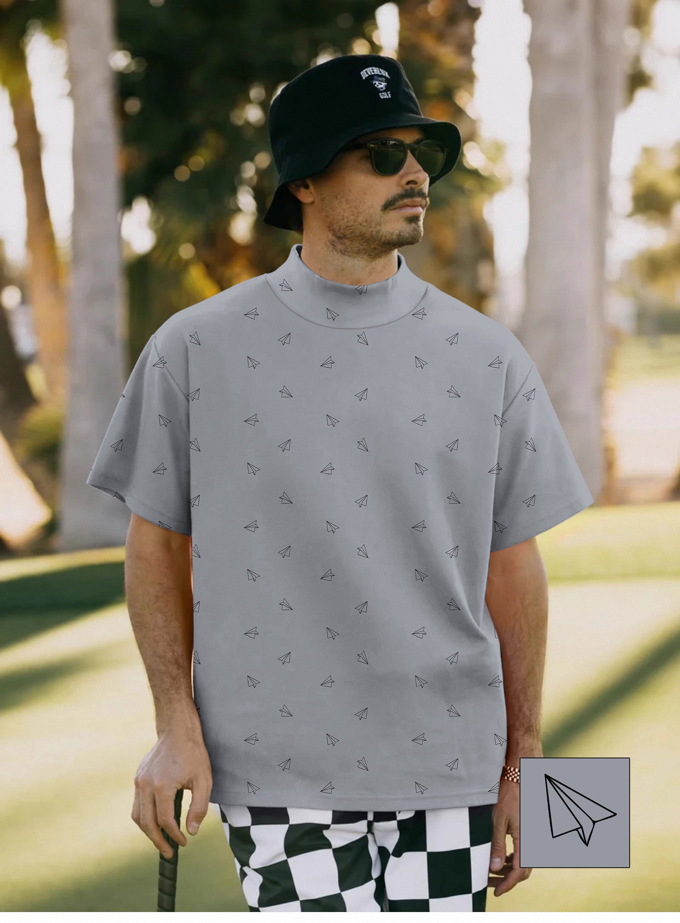 Men's Paper airplanes Custom The Background Color Pullover High neck Long/Short sleeve T-Shirt