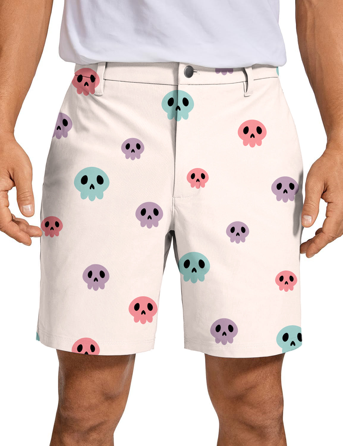 Men's Colorful Halloween Skull Golf Shorts
