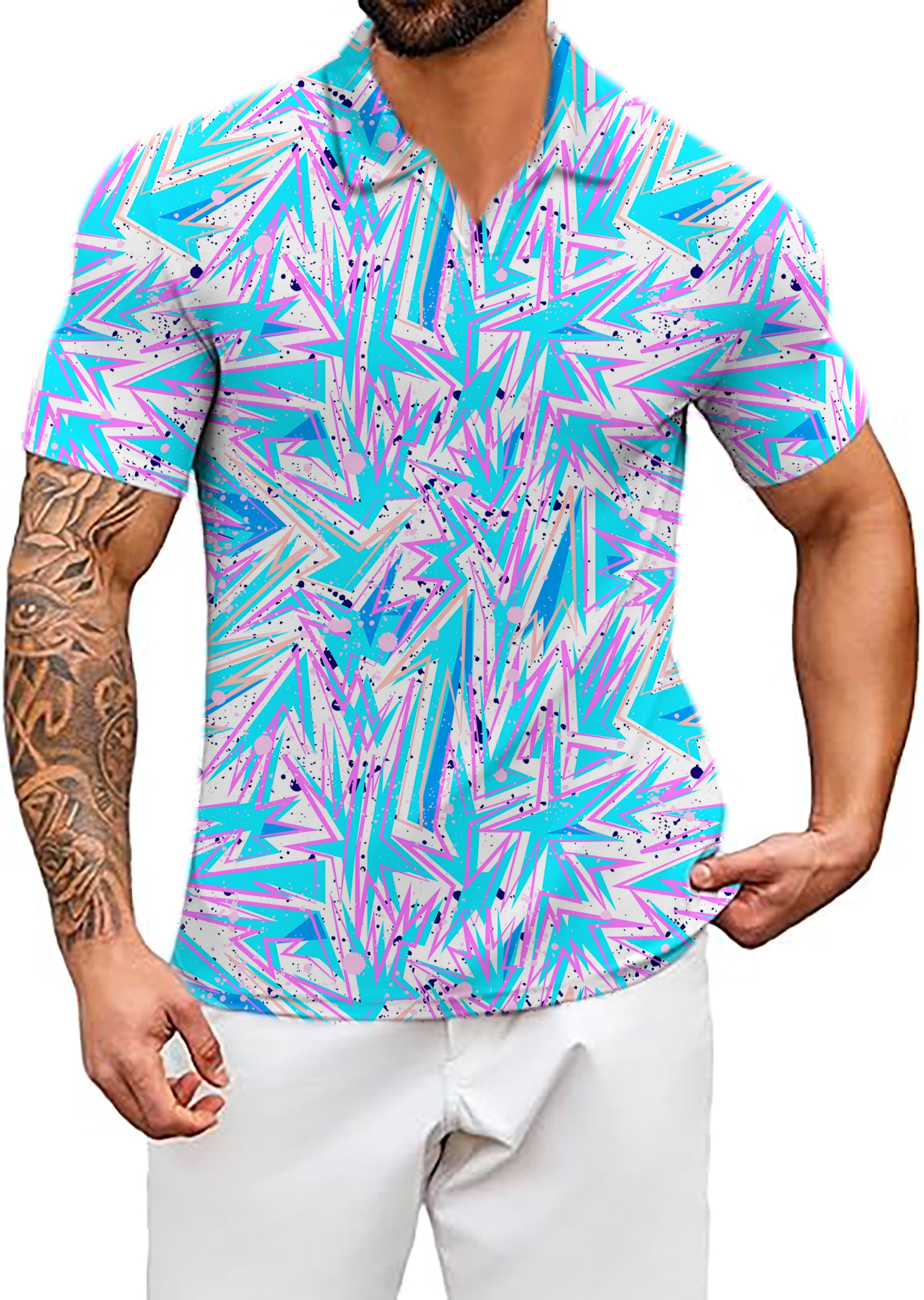 Men's Kapow V Neck Golf Polo Shirts