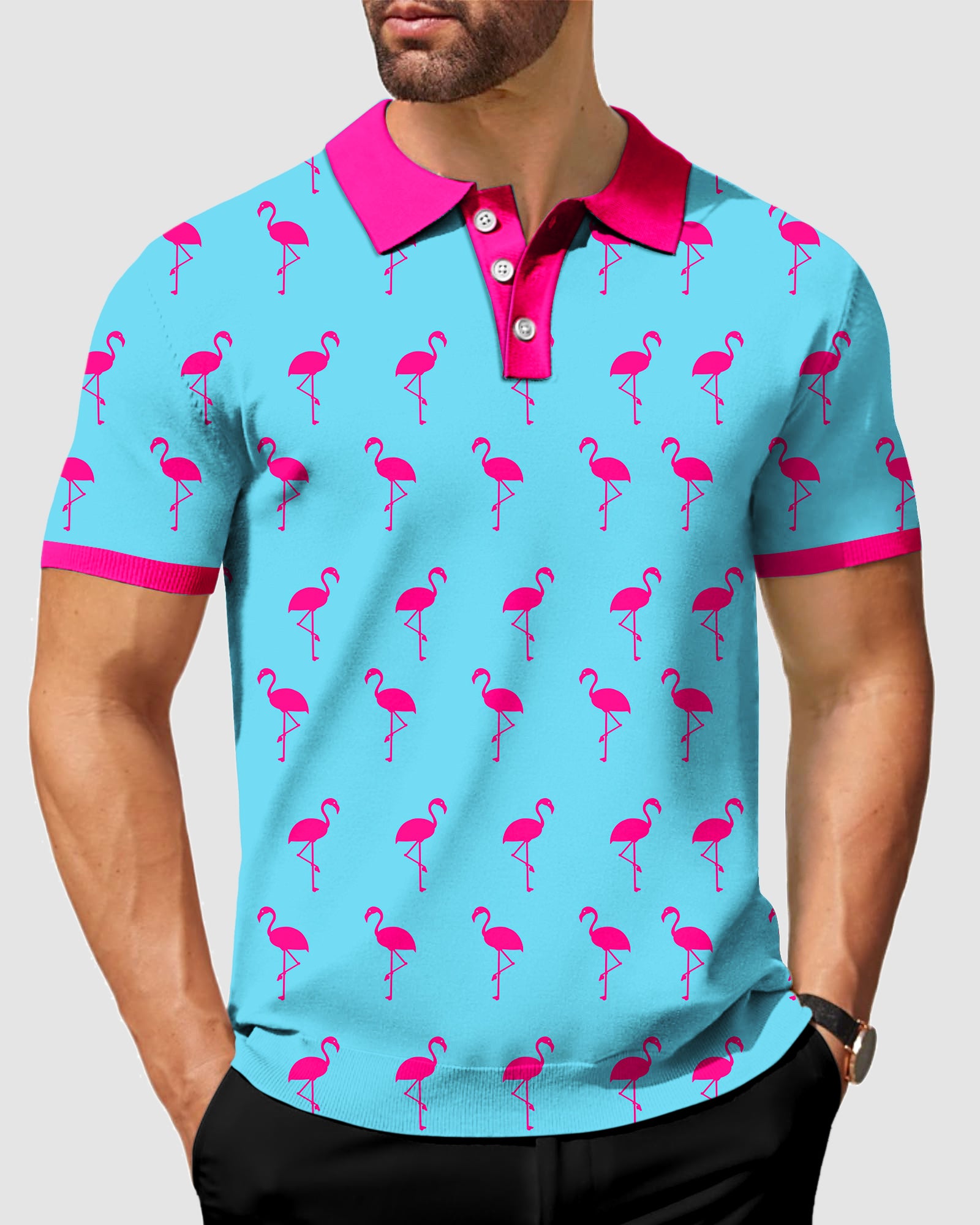 Men's flamingo Polo