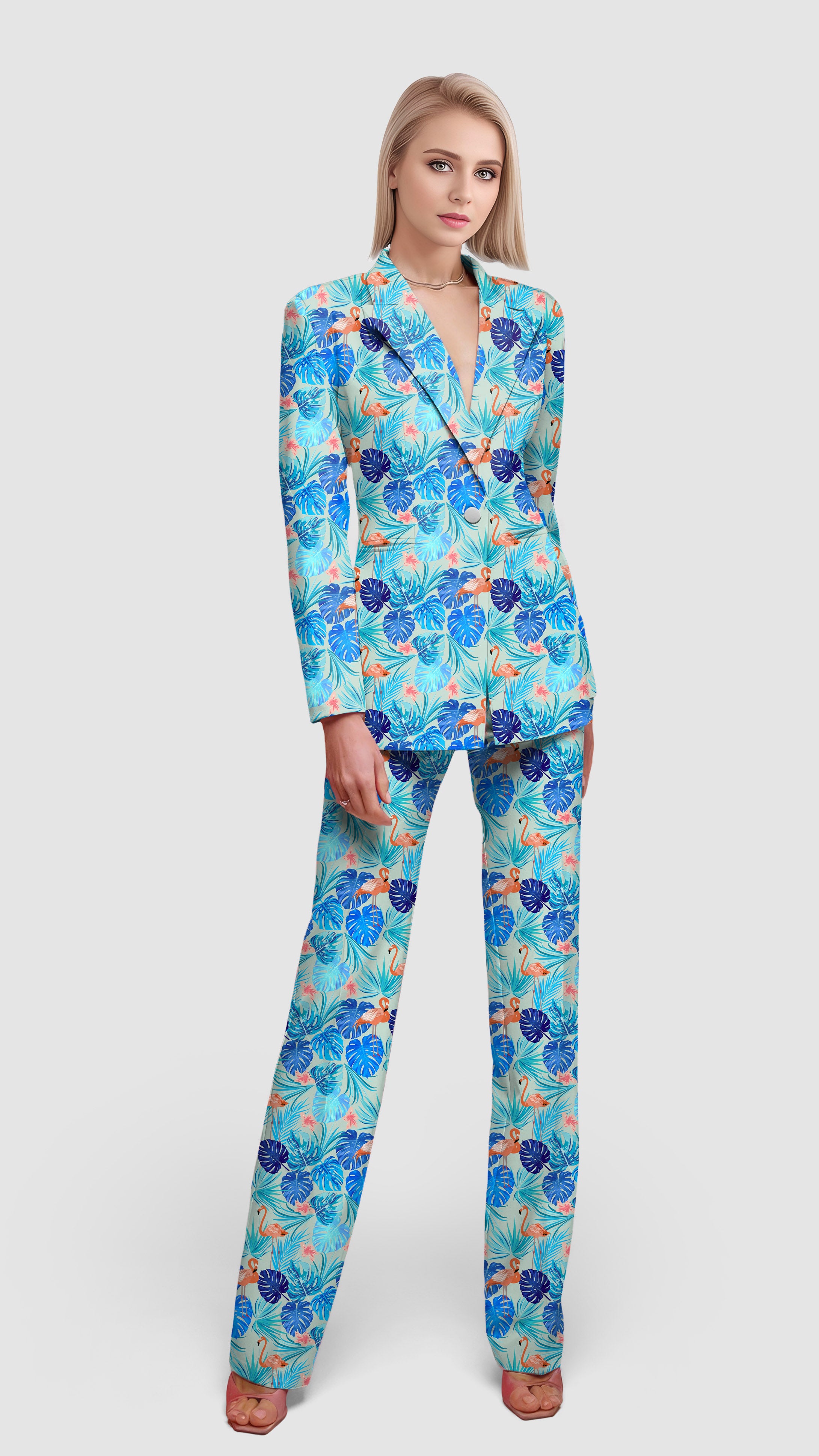 Cool Flamingos-Women's Blazer Casual Work Office Blazer Suit set