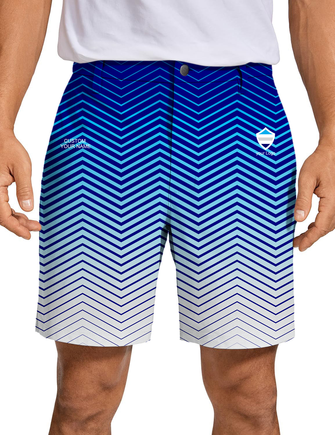 Men blue white sport Team Golf Shorts