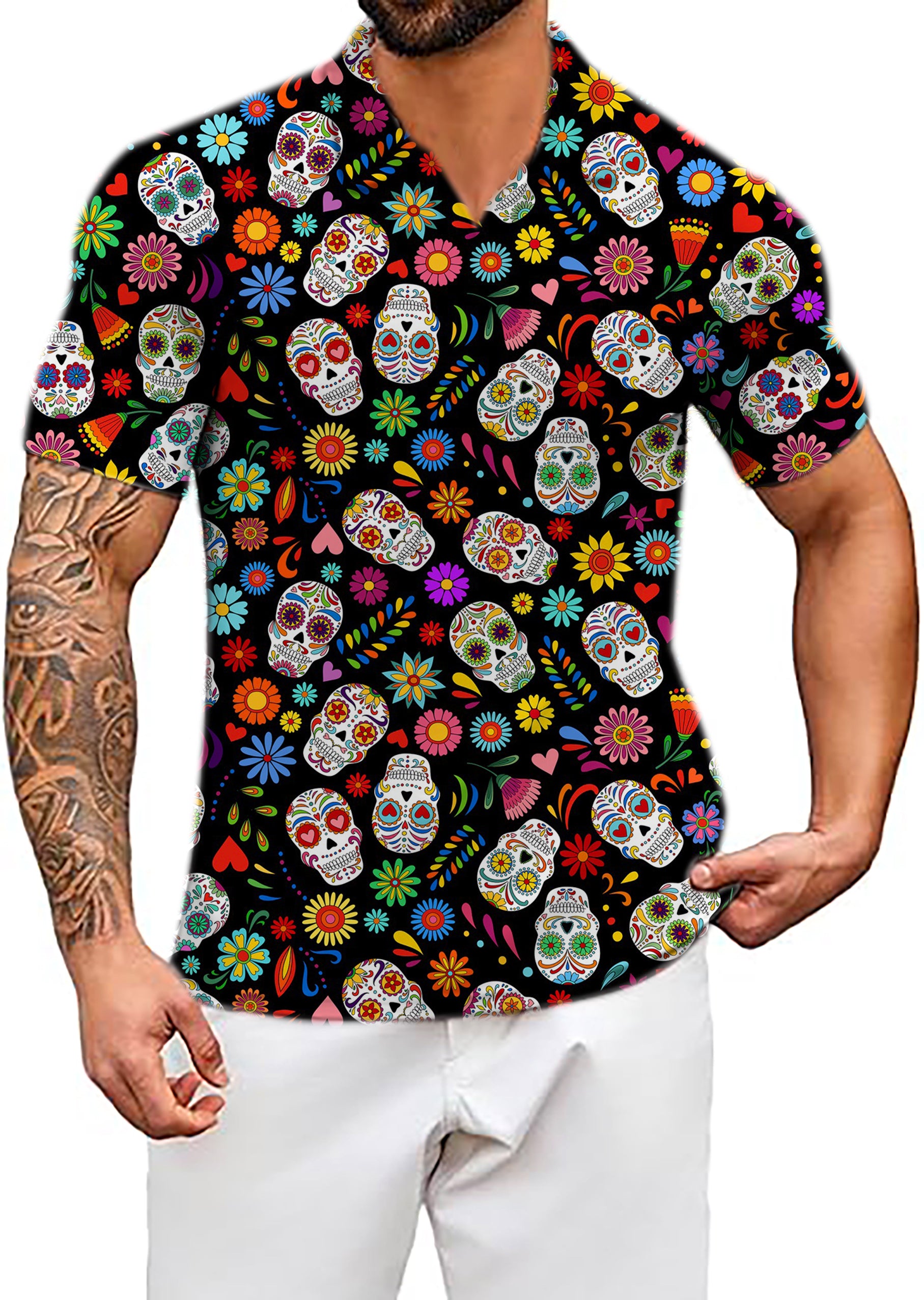 Men's FIESTA FEELING V Neck Golf Polo Shirts