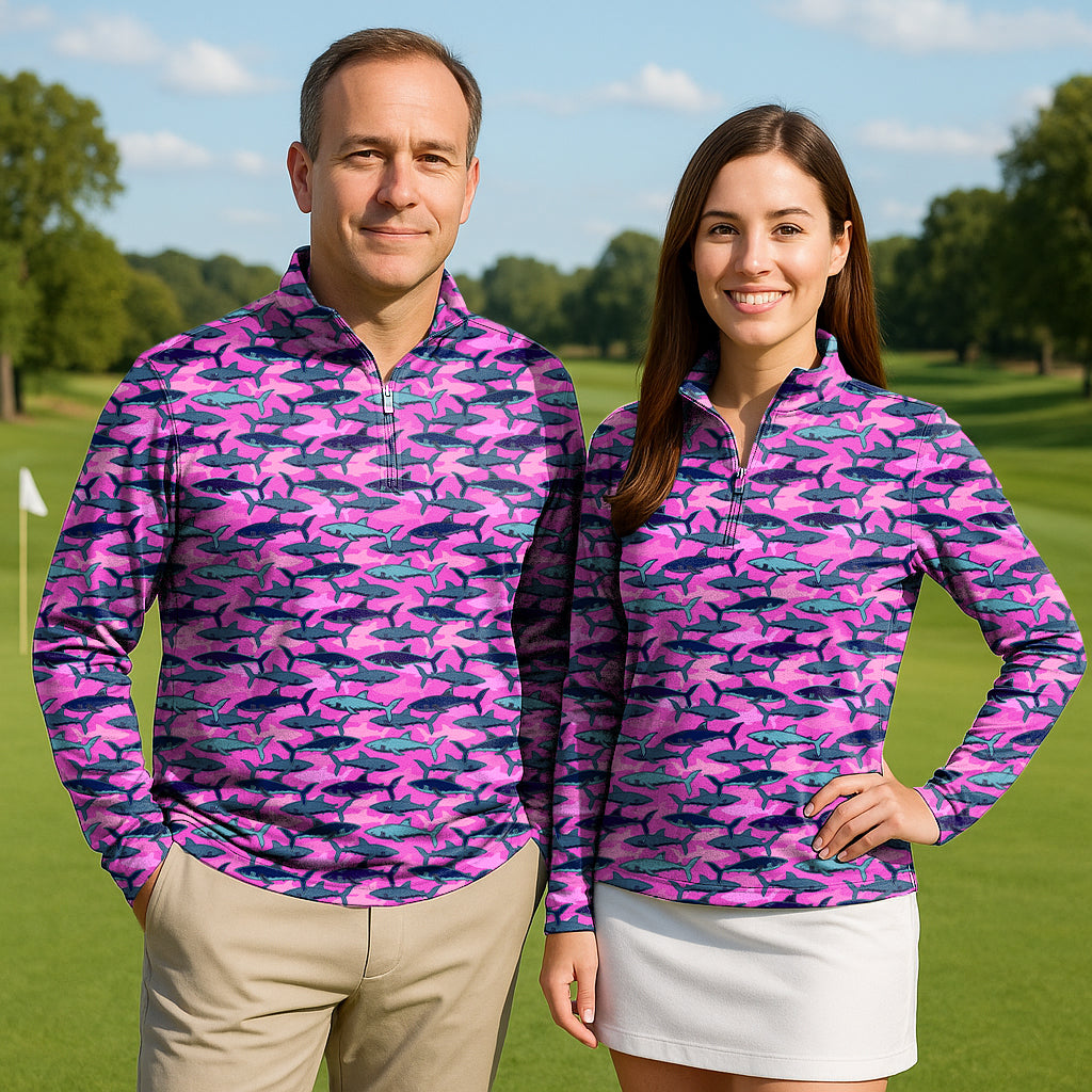 Electric Sharks Couple Golf Active 3/4 Zip Top