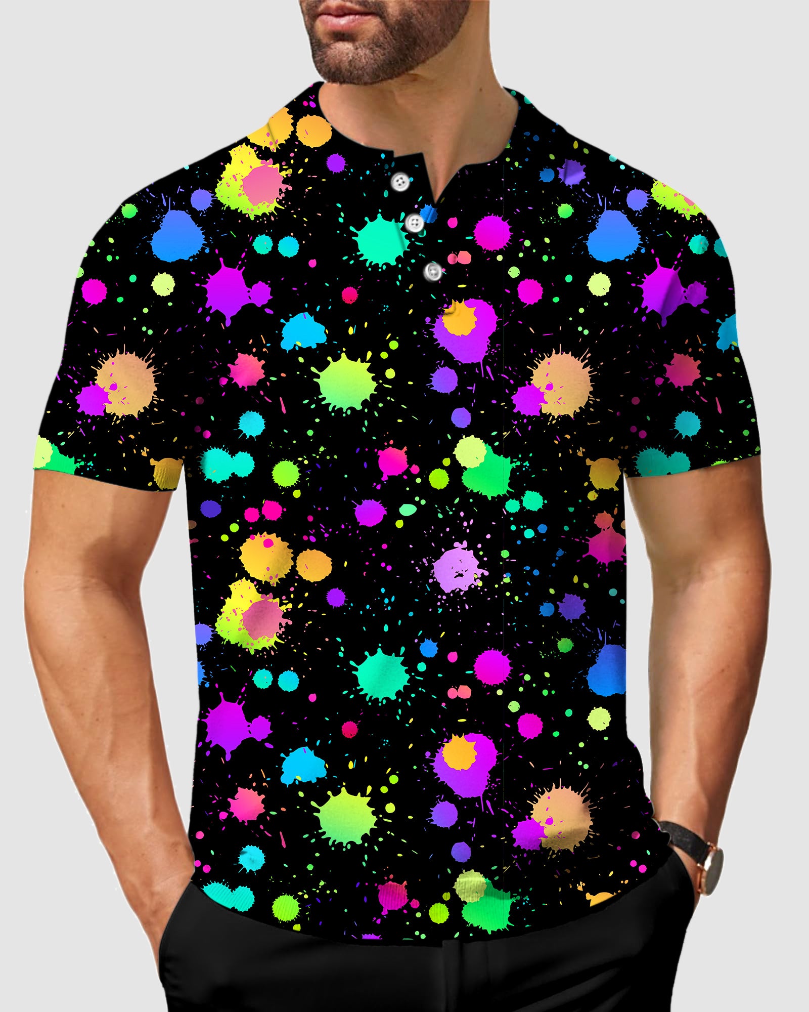 men's golf Colorful graffiti polo