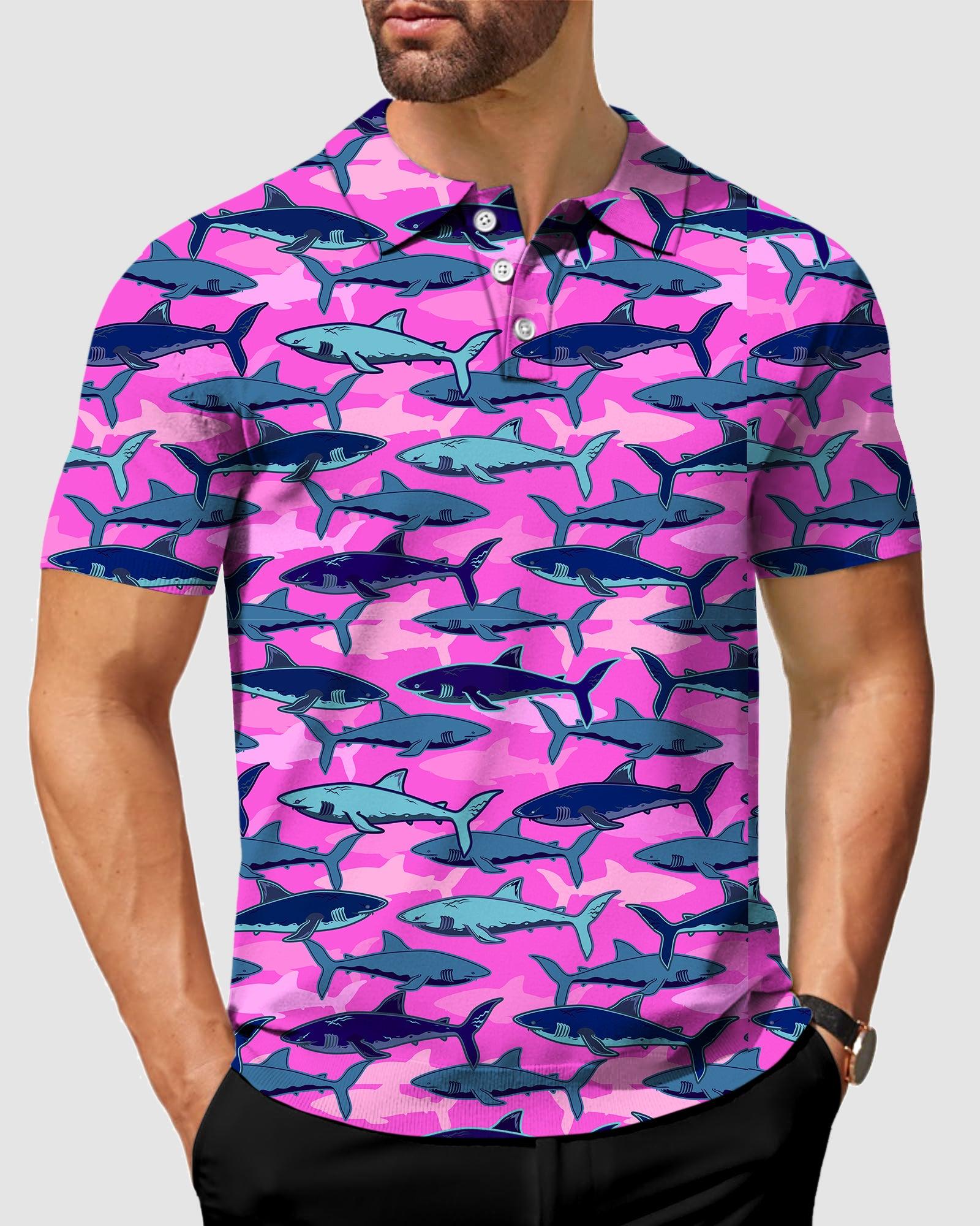 Men's Electric Sharks Pink golf polo