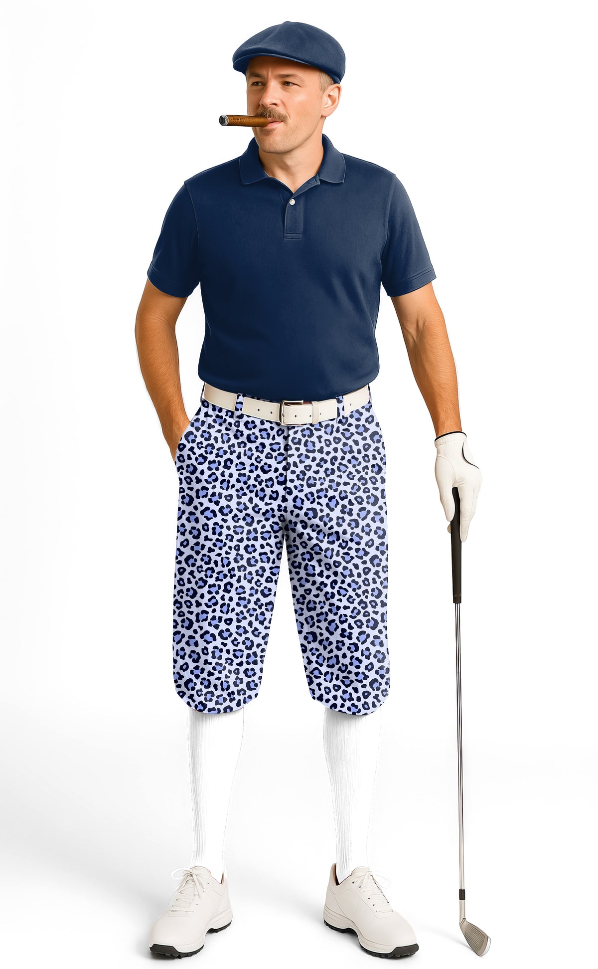 purple leopard print Men's Golf Knickers Pants