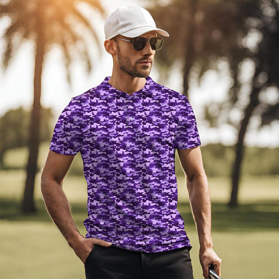 Men's Purple Camo golf polo