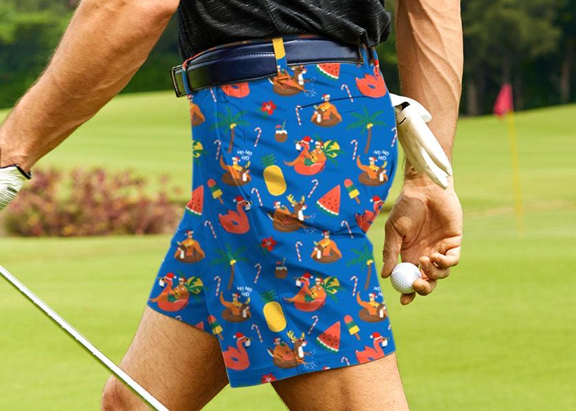 Men Navy Christmas Golf Shorts