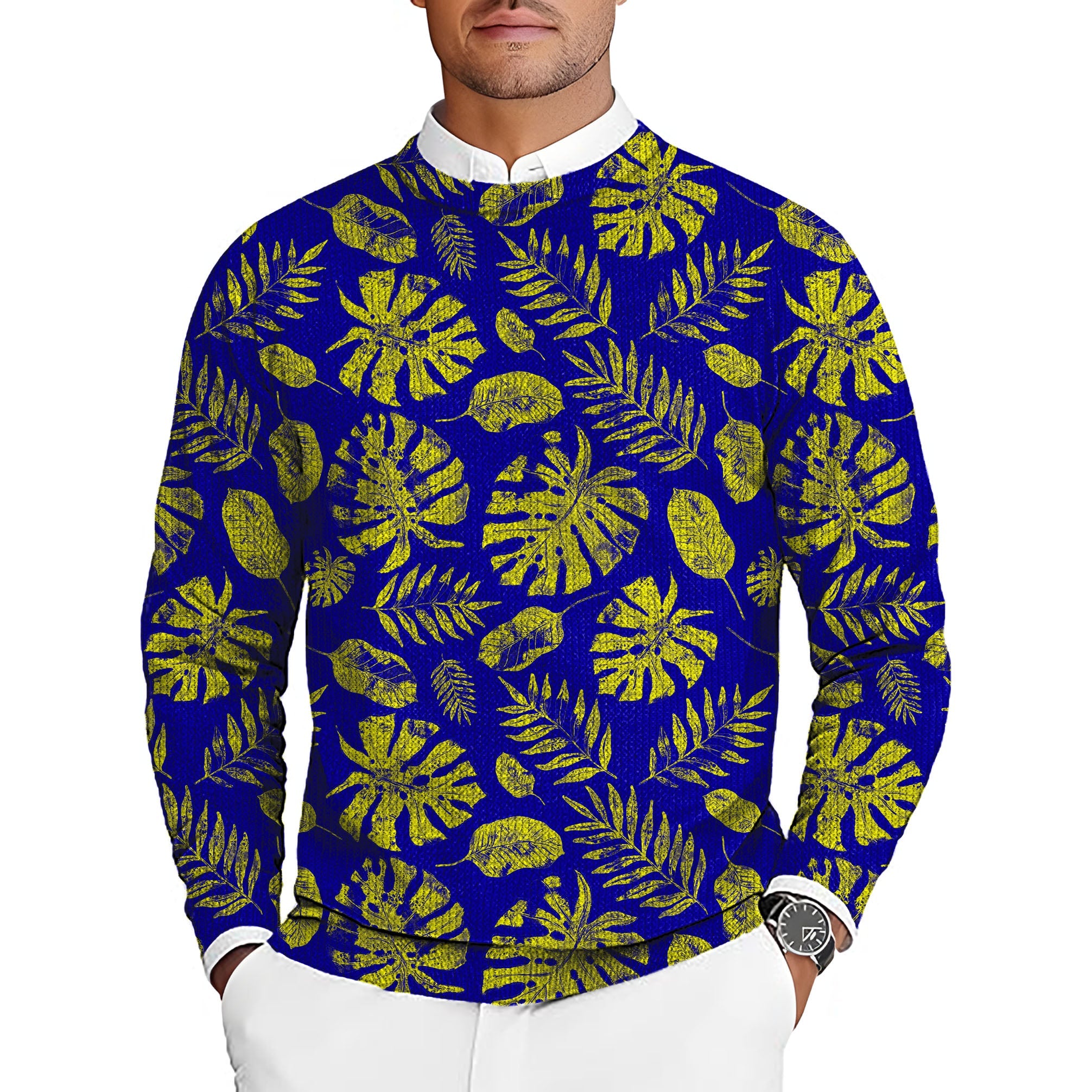 Tropical plants Men's Golf Crewneck Pullover Sweaters Ugly Sweater