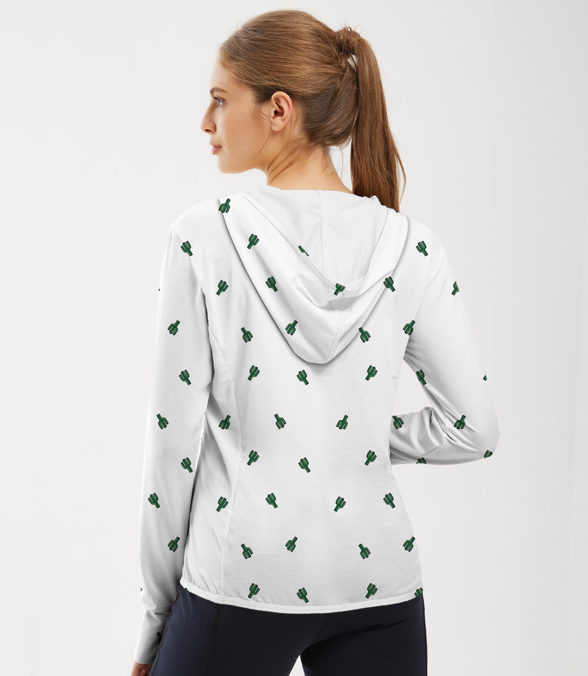 Women's Outdoor Cactus Custom The Background Color Golf Sun Protection Slim Fit zip hoodies