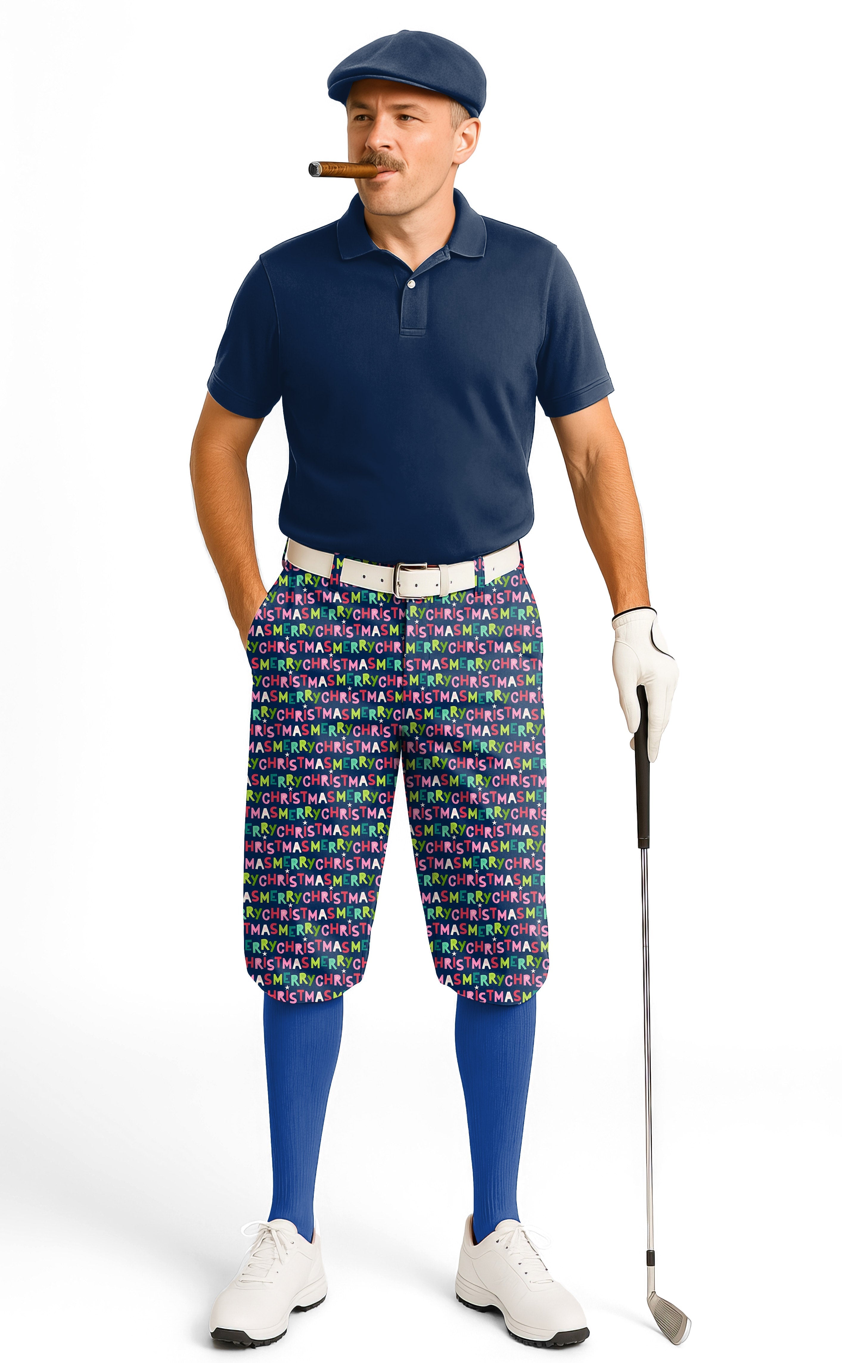 Men's Stars Snowflakes Christmas golf knickers with adjustable waistband and snug ankle cuffs