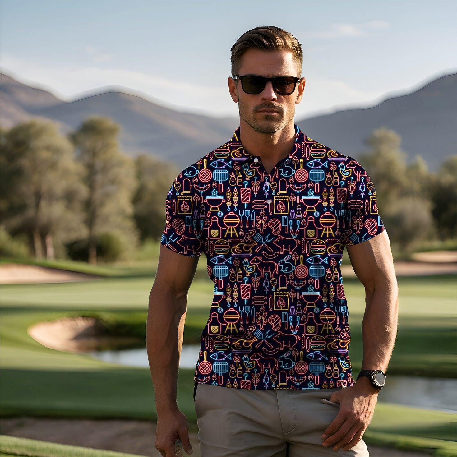 Men's Neon BBQ golf polo