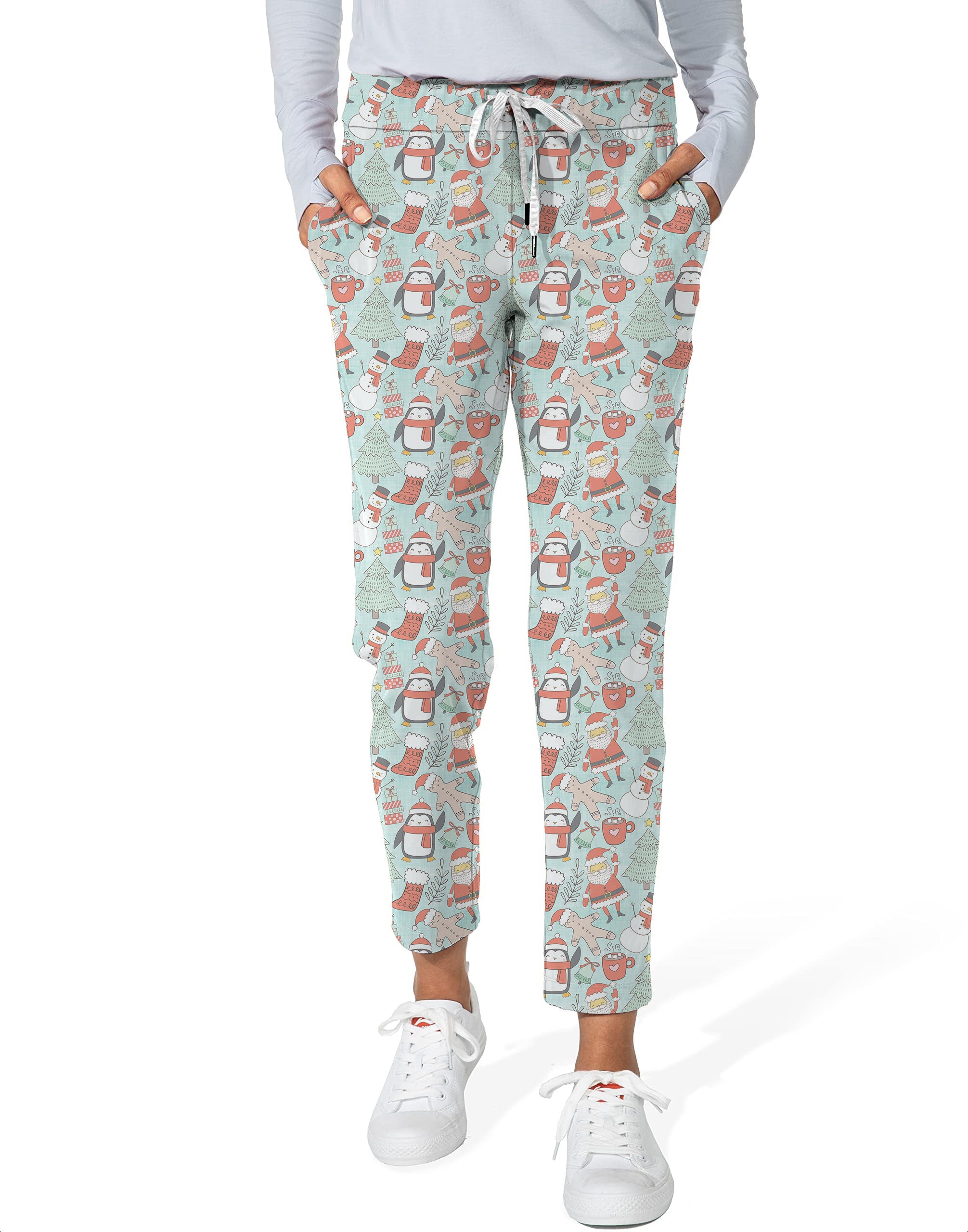 Penguin Christmas-Women's 7/8 Stretch Ankle Golf Pants