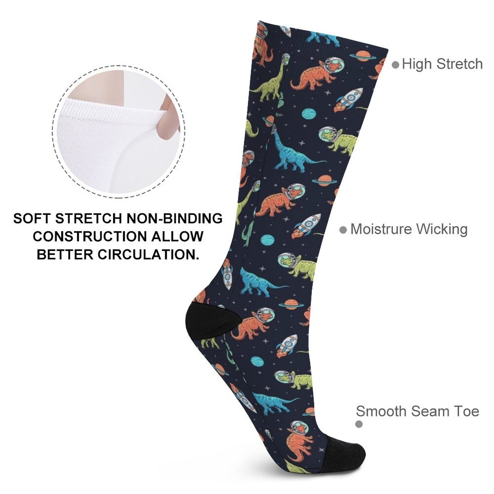 Space Dinosaur Prined socks Gifts for Men Women