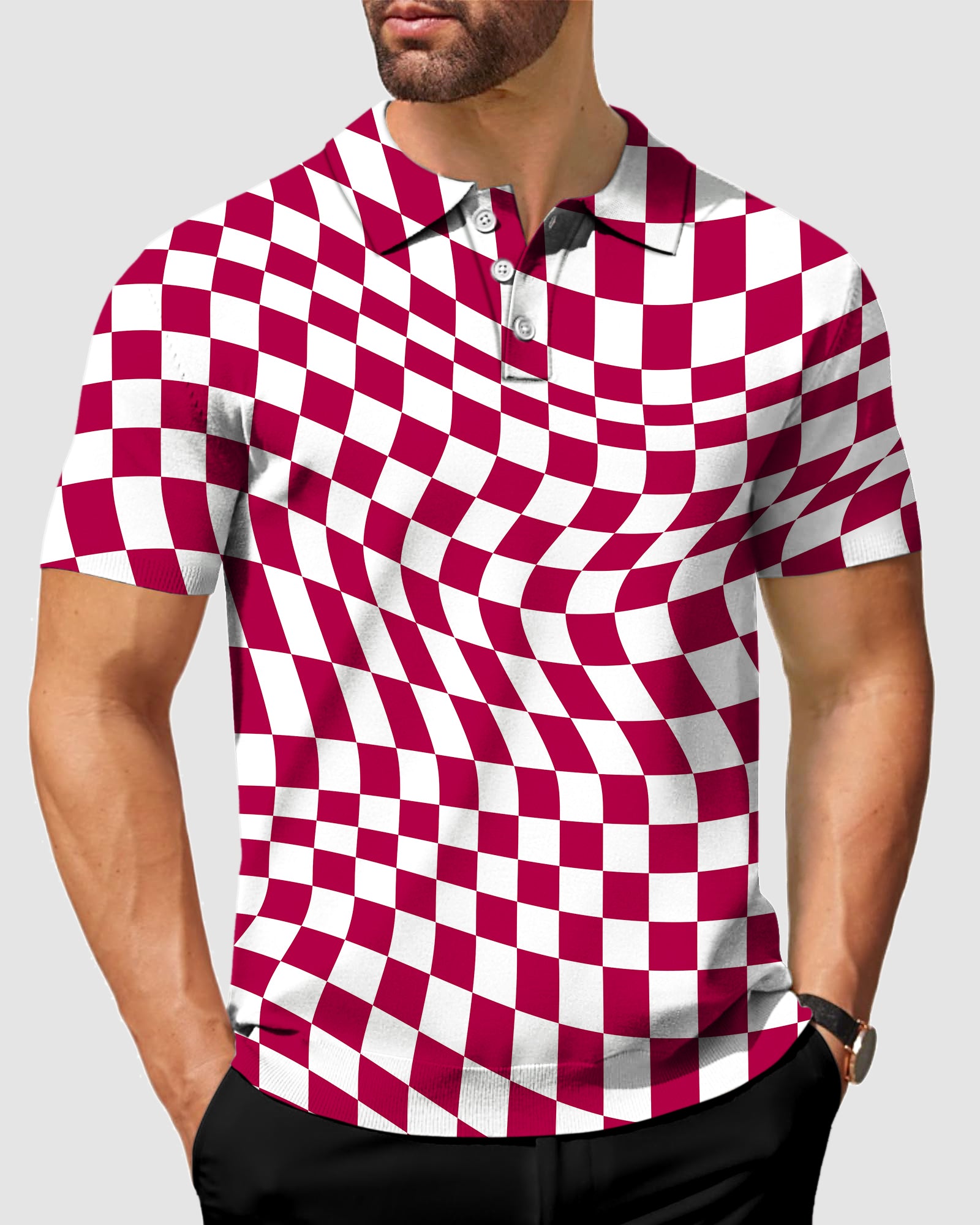 Men's Distorted space V Neck Golf Polo Shirts