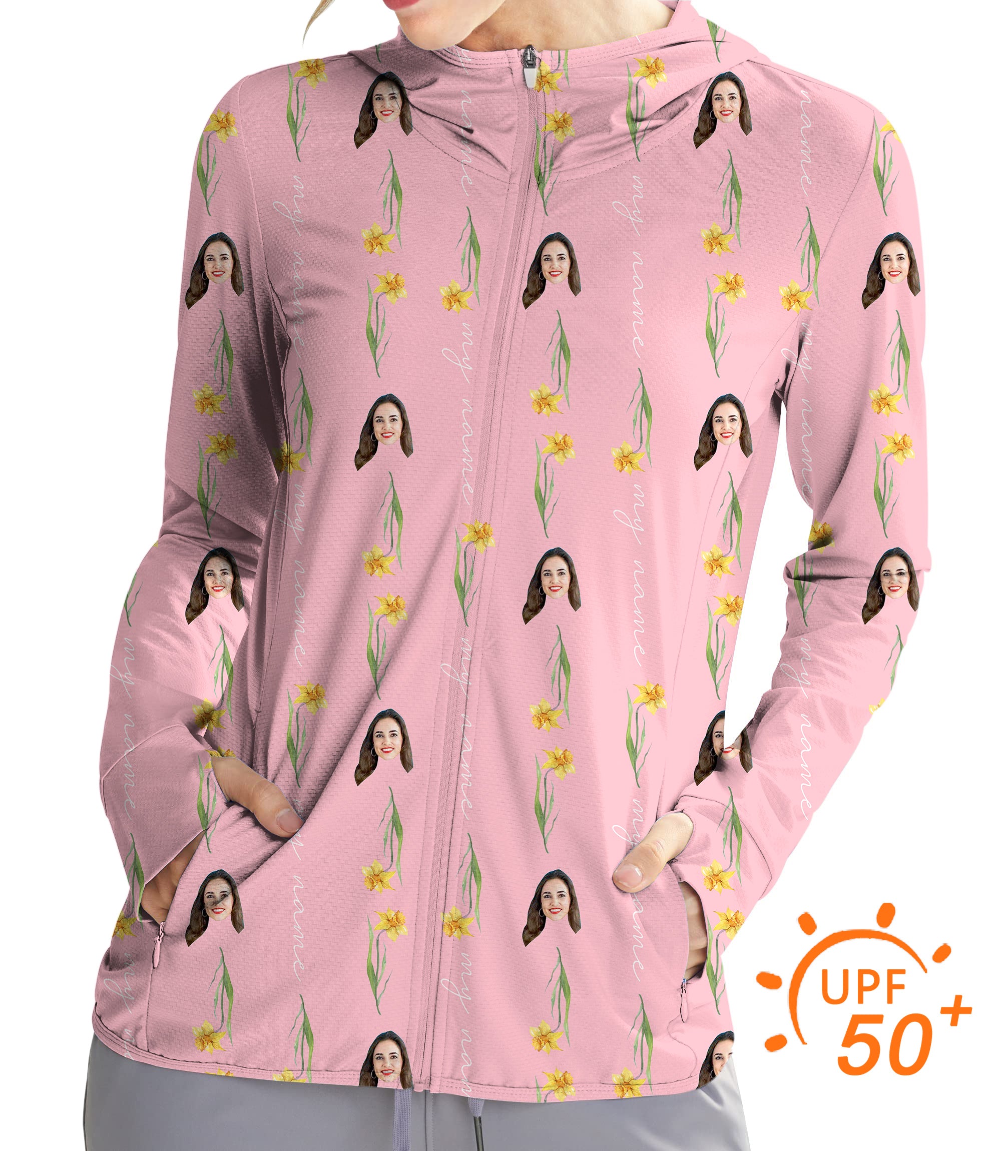 Women's Outdoor Custom Mother's Day Flowers Golf Sun Protection Slim Fit zip hoodies