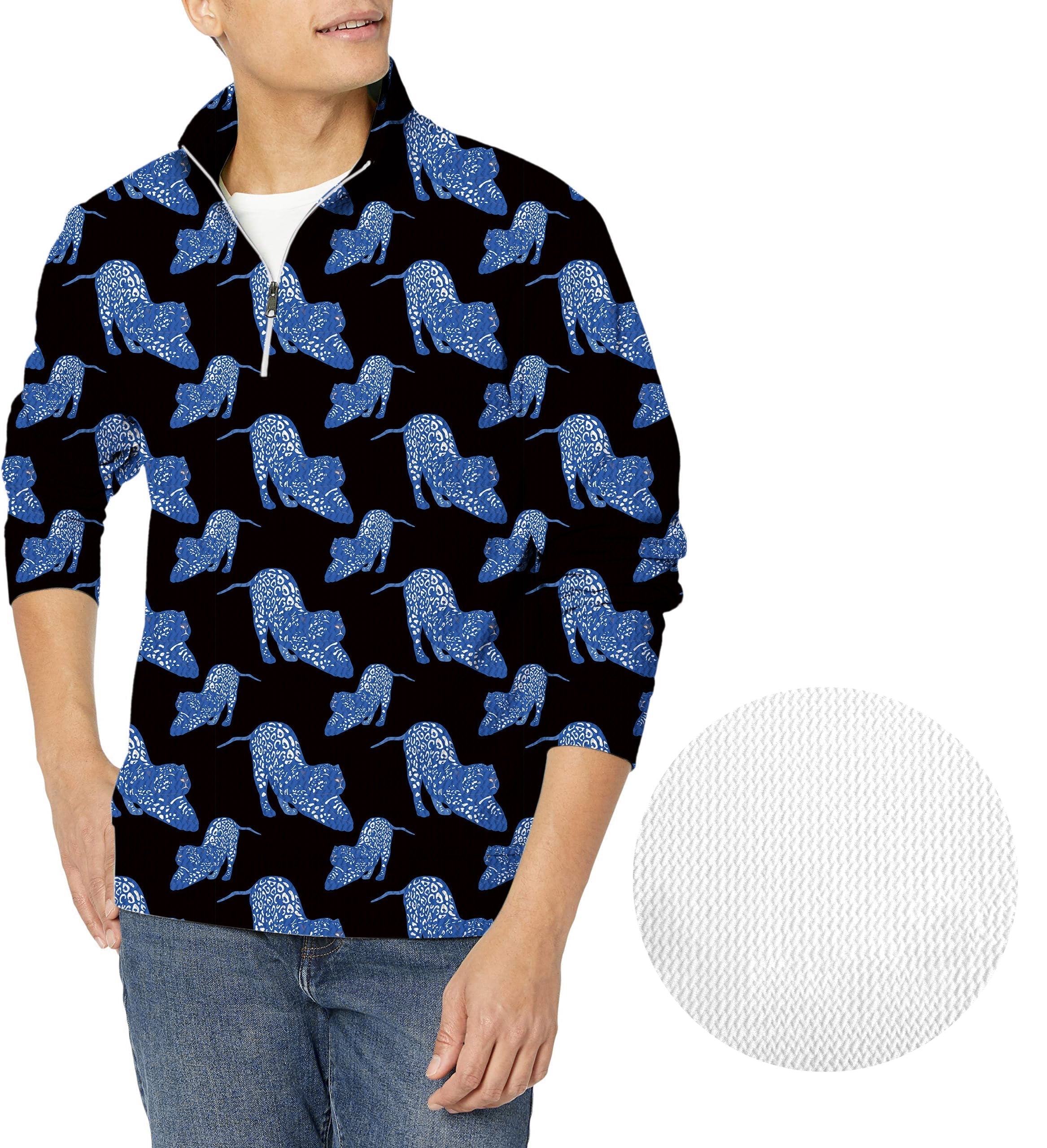 Blue Jaguar Men's Golf Waffle Zipper Pullover