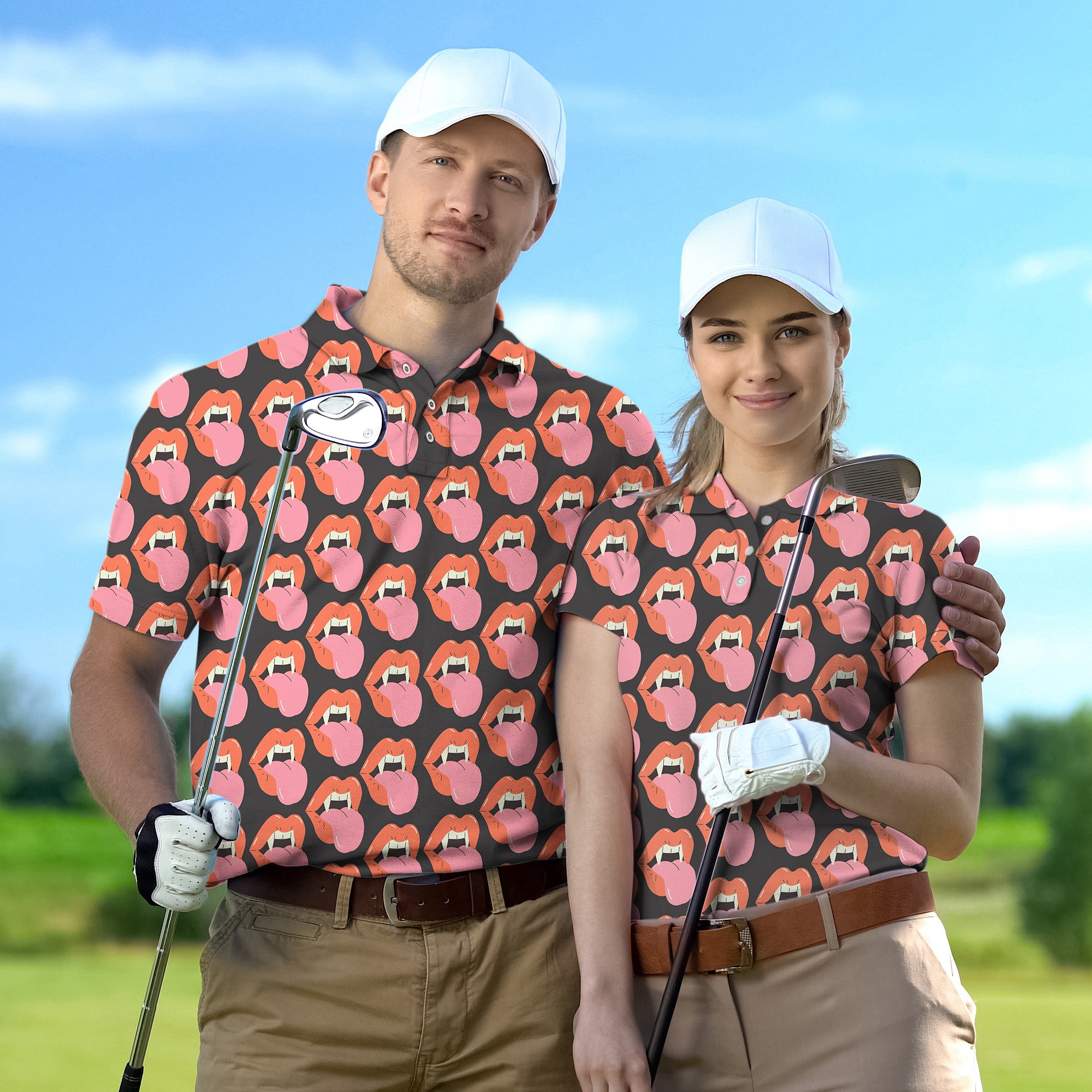 Couple Halloween Vampire Mouth set Golf Championship Trophy tournament