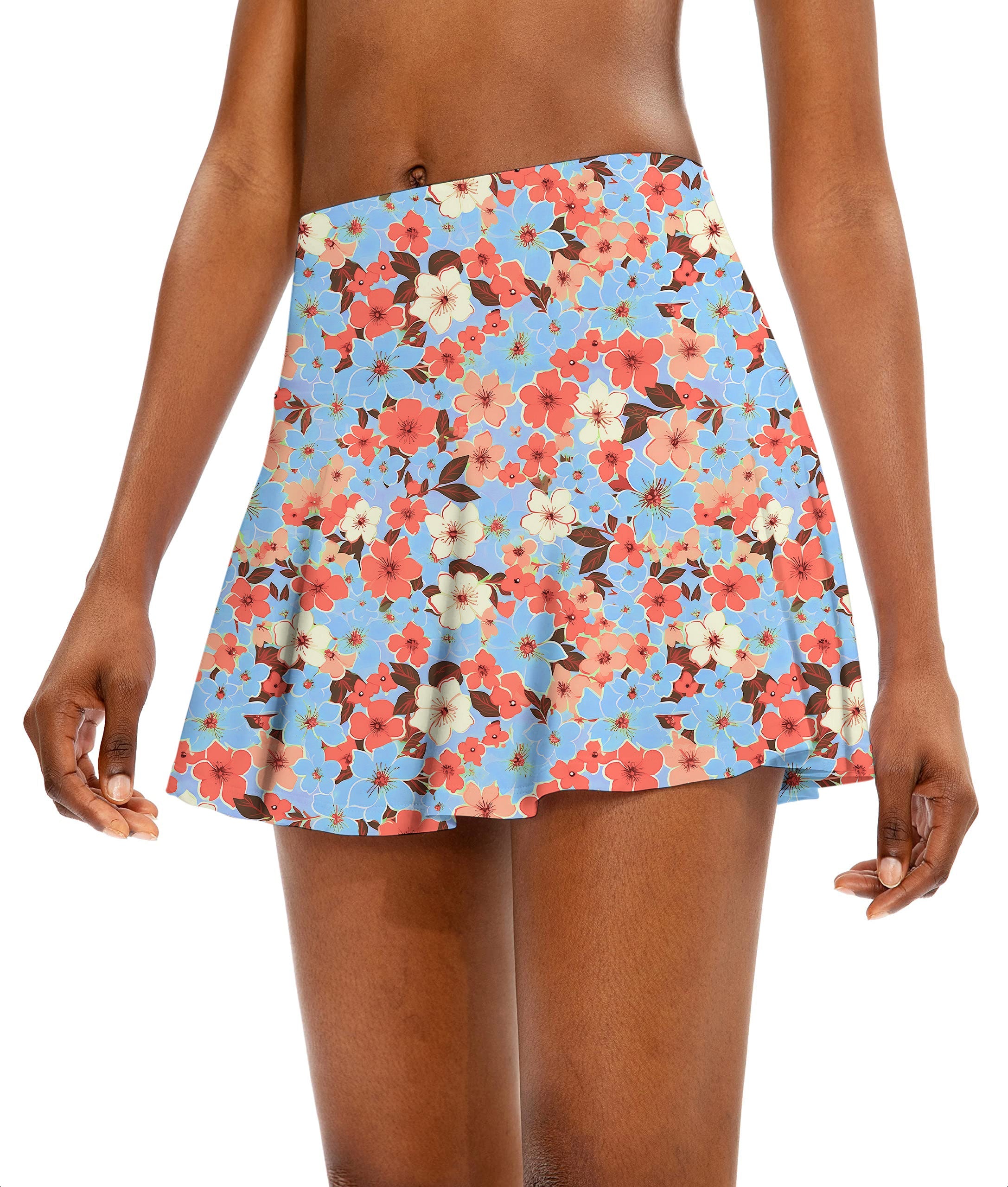 Light Tropical flowers Women's Athletic Golf Skorts Flared Skirts