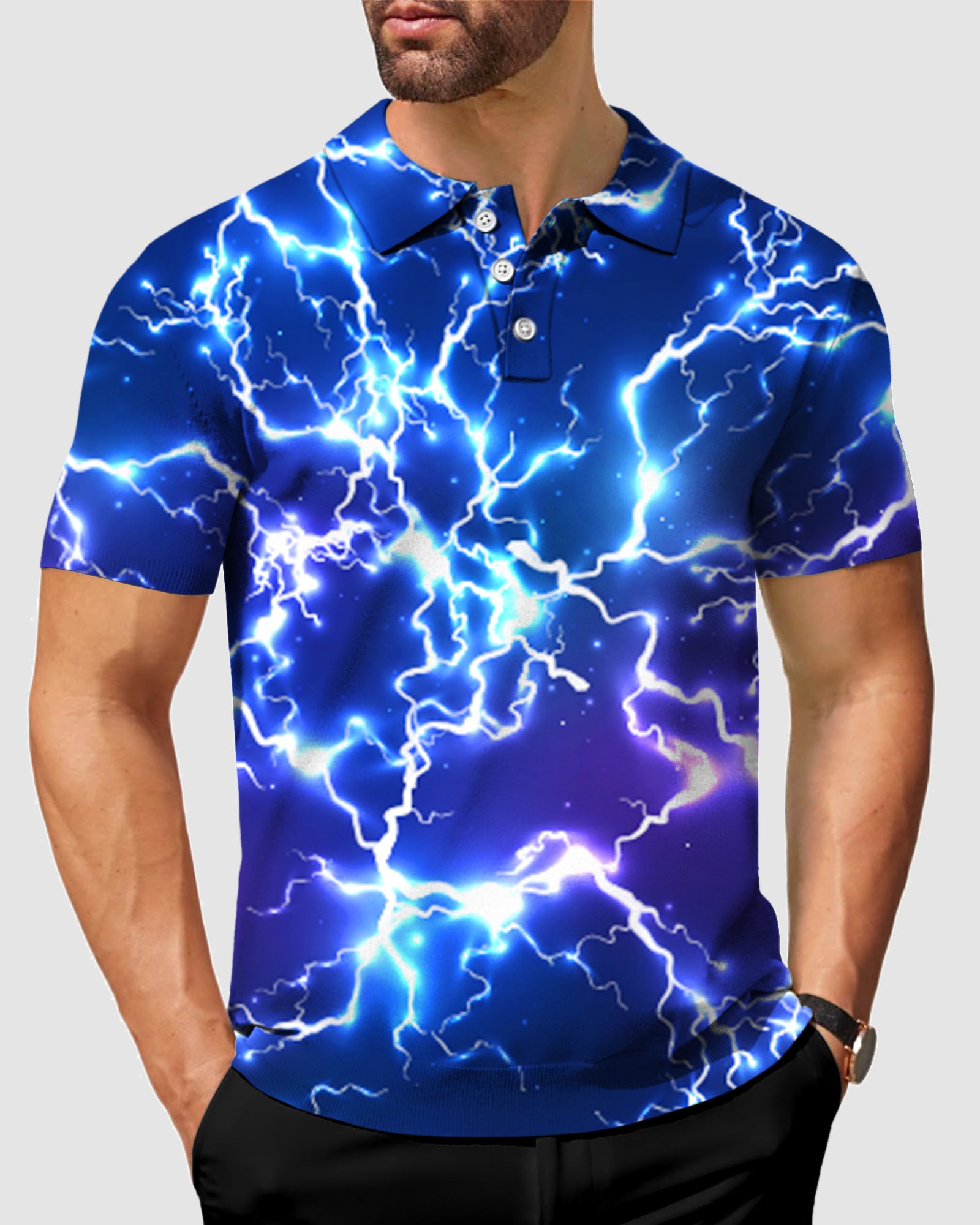 men's golf lightning polo